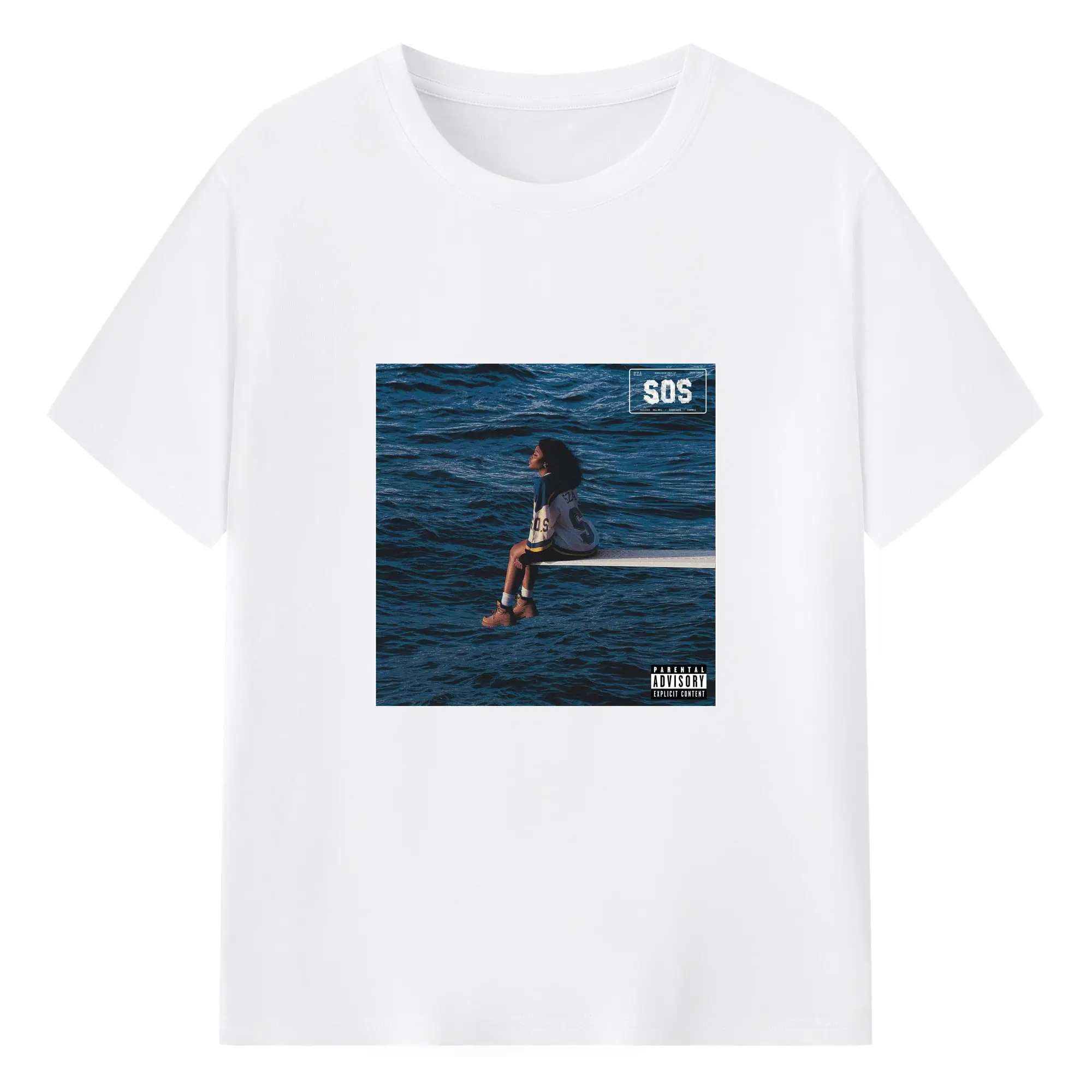 SZA SOS Album Cover DIY Shirt - 180g Cotton T-Shirt With Front Heat Transfer Print – Soft, Lightweight, Fitted Design – Comfortable Casual Wear For Sports & Everyday Use