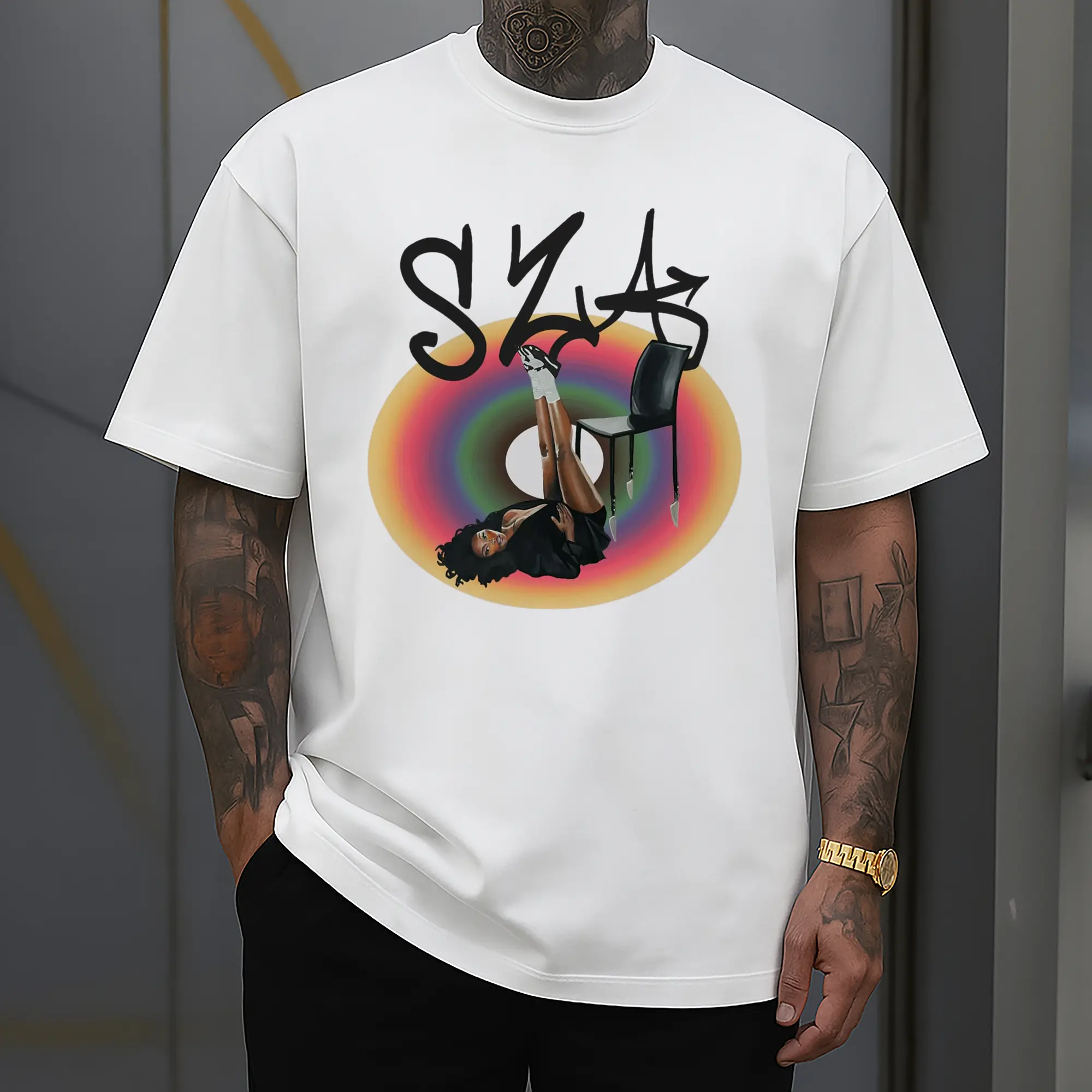 “SZA Rainbow Gradient” Music Art DIY Shirt