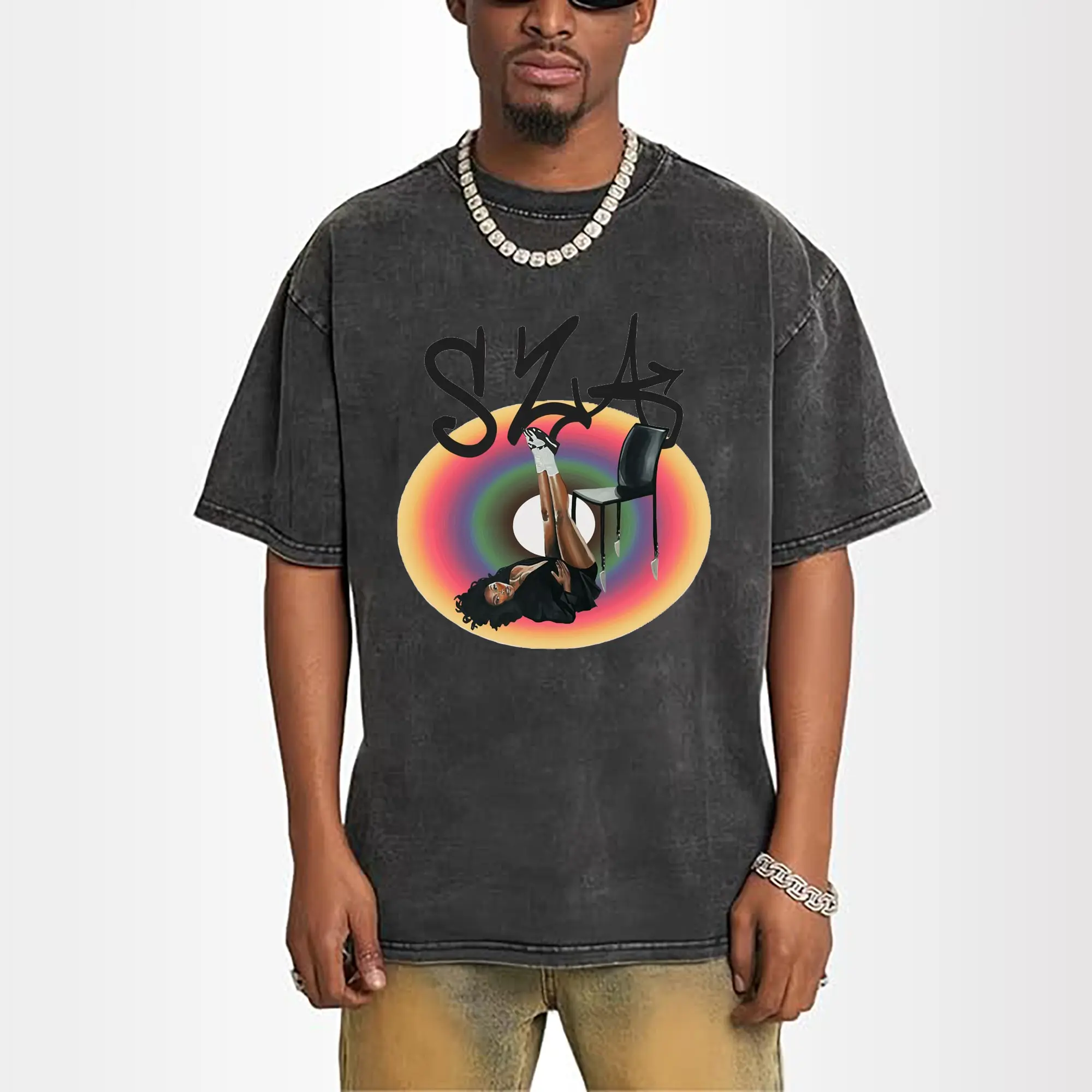 “SZA Rainbow Gradient” Music Art DIY Shirt