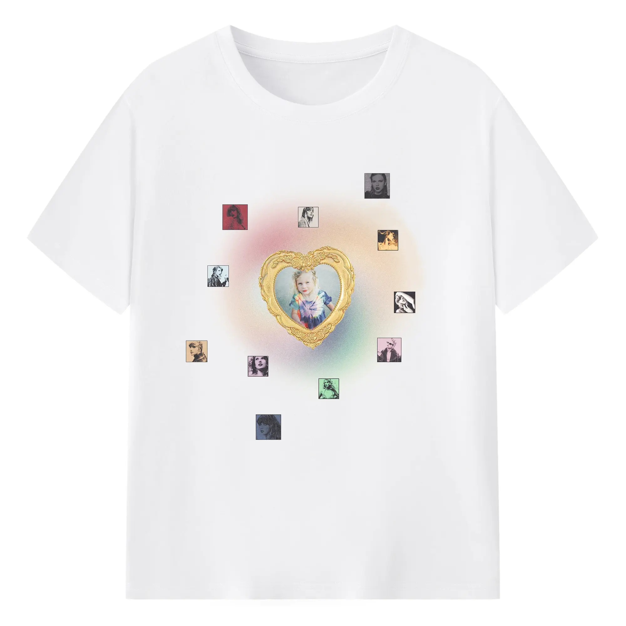 Taylor Swift Vintage Heart Frame DIY - 180g Cotton T-Shirt With Front Heat Transfer Print – Soft, Lightweight, Fitted Design – Comfortable Casual Wear For Sports & Everyday Use