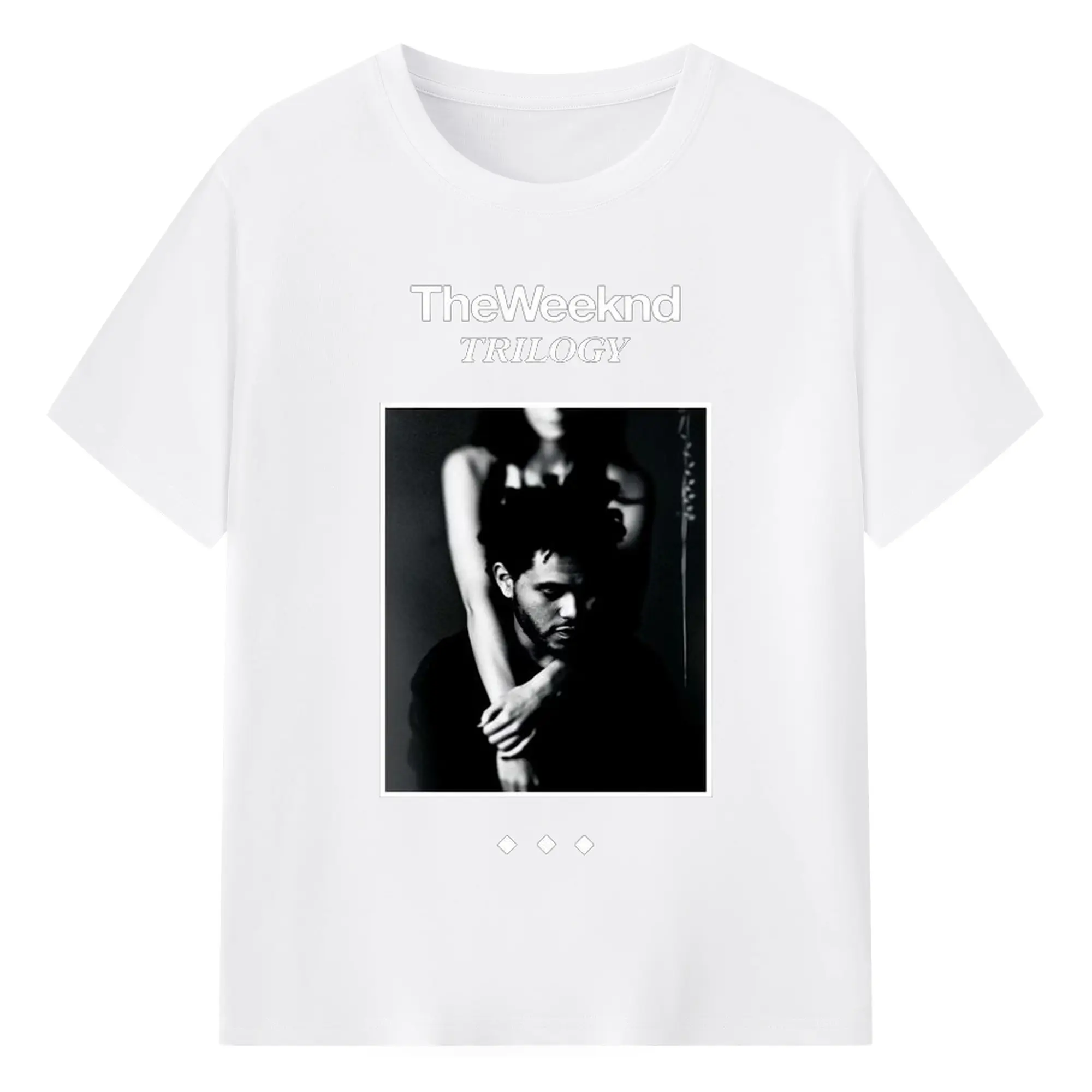 The Weeknd《Trilogy》Trilogy Black & White DIY - 180g Cotton T-Shirt With Front Heat Transfer Print – Soft, Lightweight, Fitted Design – Comfortable Casual Wear For Sports & Everyday Use