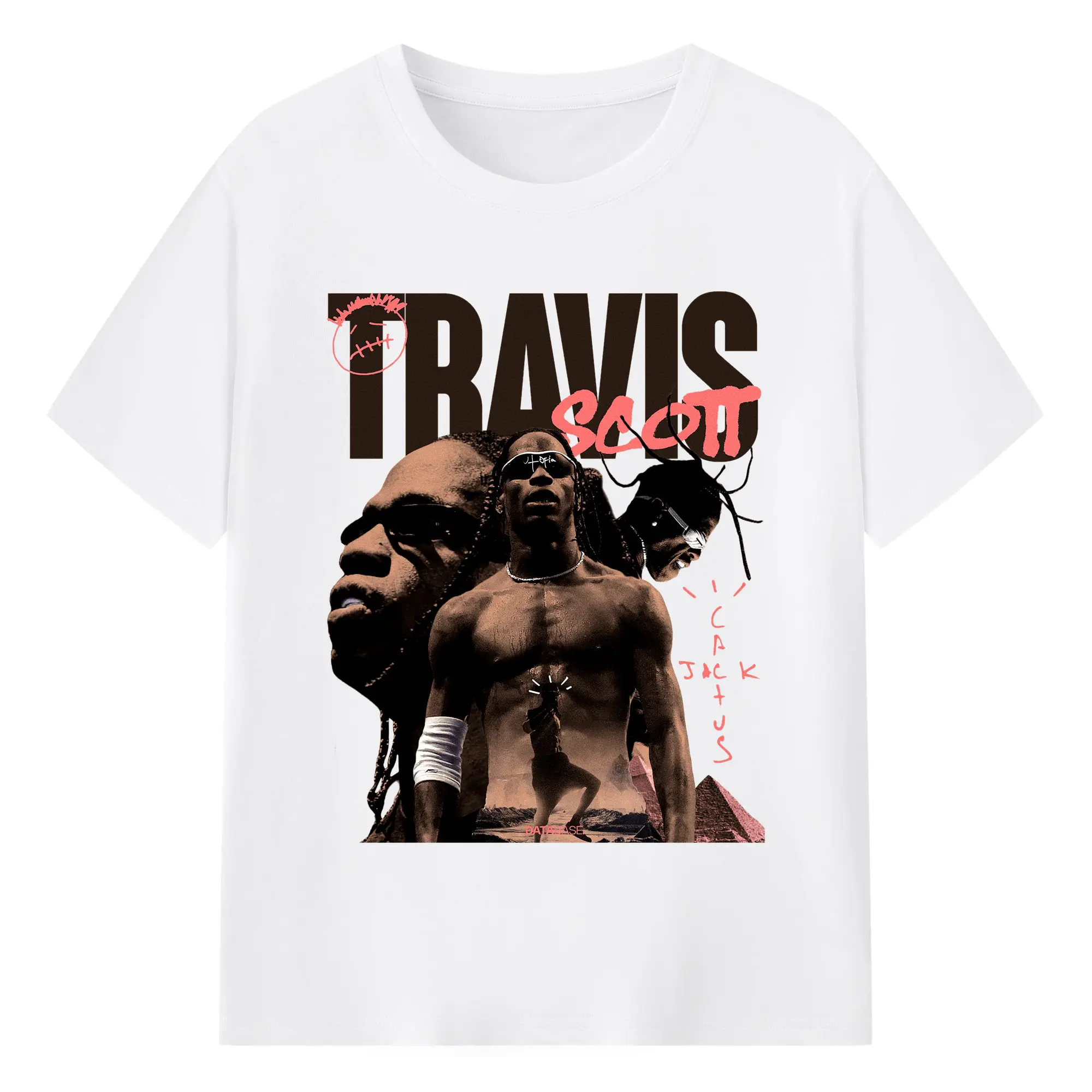 Travis Scott Cactus Jack Vintage Collage DIY - 180g Cotton T-Shirt With Front Heat Transfer Print – Soft, Lightweight, Fitted Design – Comfortable Casual Wear For Sports & Everyday Use