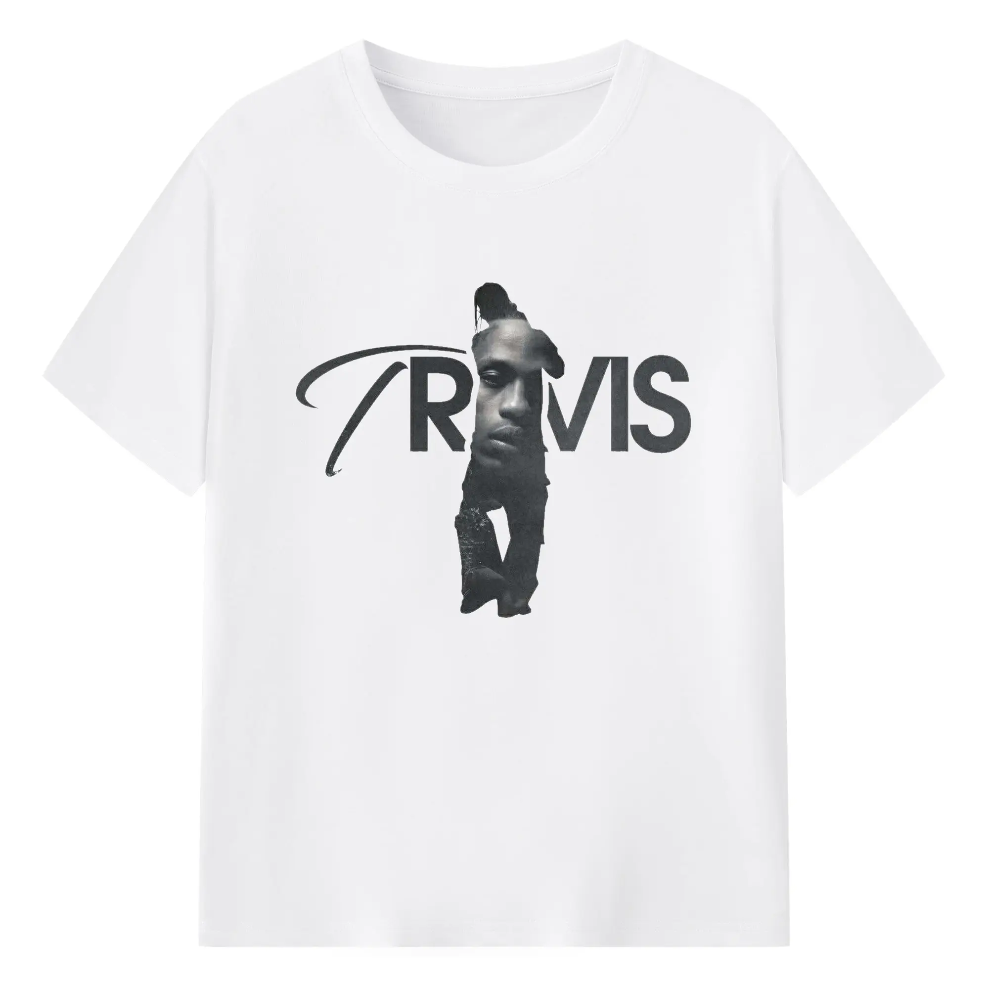 Ravis Scott Dark Minimalist DIY - 180g Cotton T-Shirt With Front Heat Transfer Print – Soft, Lightweight, Fitted Design – Comfortable Casual Wear For Sports & Everyday Use