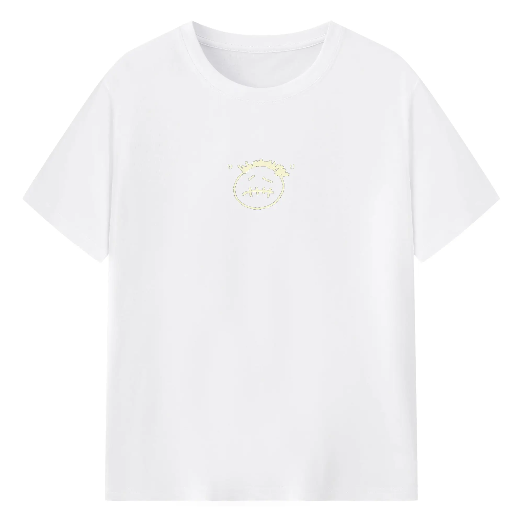 Travis Scott Hand-drawn Sad Face Logo DIY - 180g Cotton T-Shirt With Front Heat Transfer Print – Soft, Lightweight, Fitted Design – Comfortable Casual Wear For Sports & Everyday Use