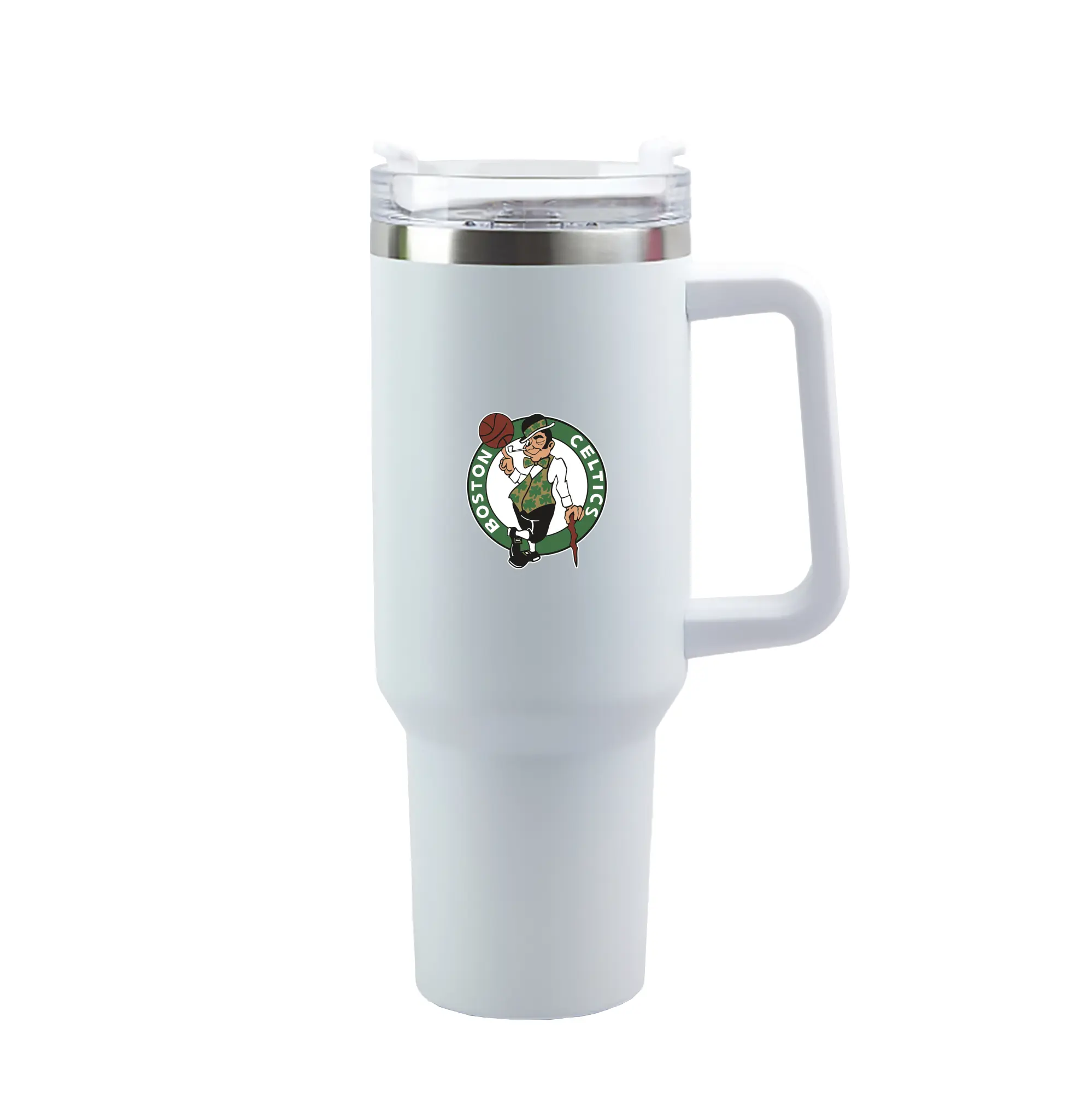 Boston Celtics Team Logo - 40oz Handle Car Tumbler – Durable Stainless Steel Travel Mug With UV Print – Double Wall Insulated, Fits Most Car Cup Holders