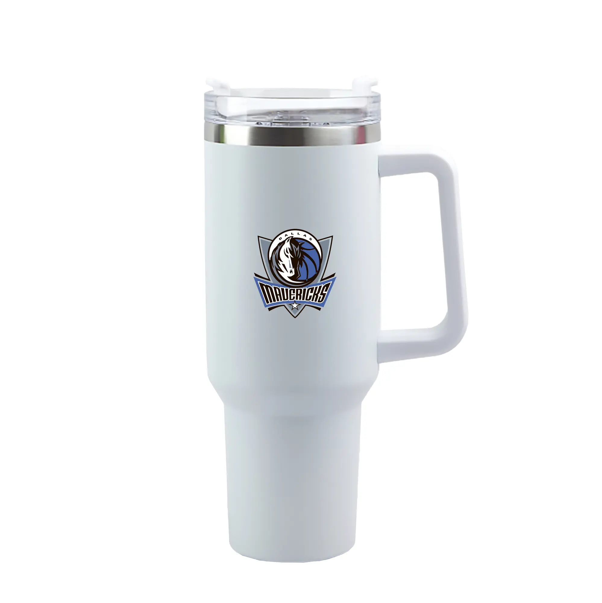 Dallas Mavericks Team Logo - 40oz Handle Car Tumbler – Durable Stainless Steel Travel Mug With UV Print – Double Wall Insulated, Fits Most Car Cup Holders