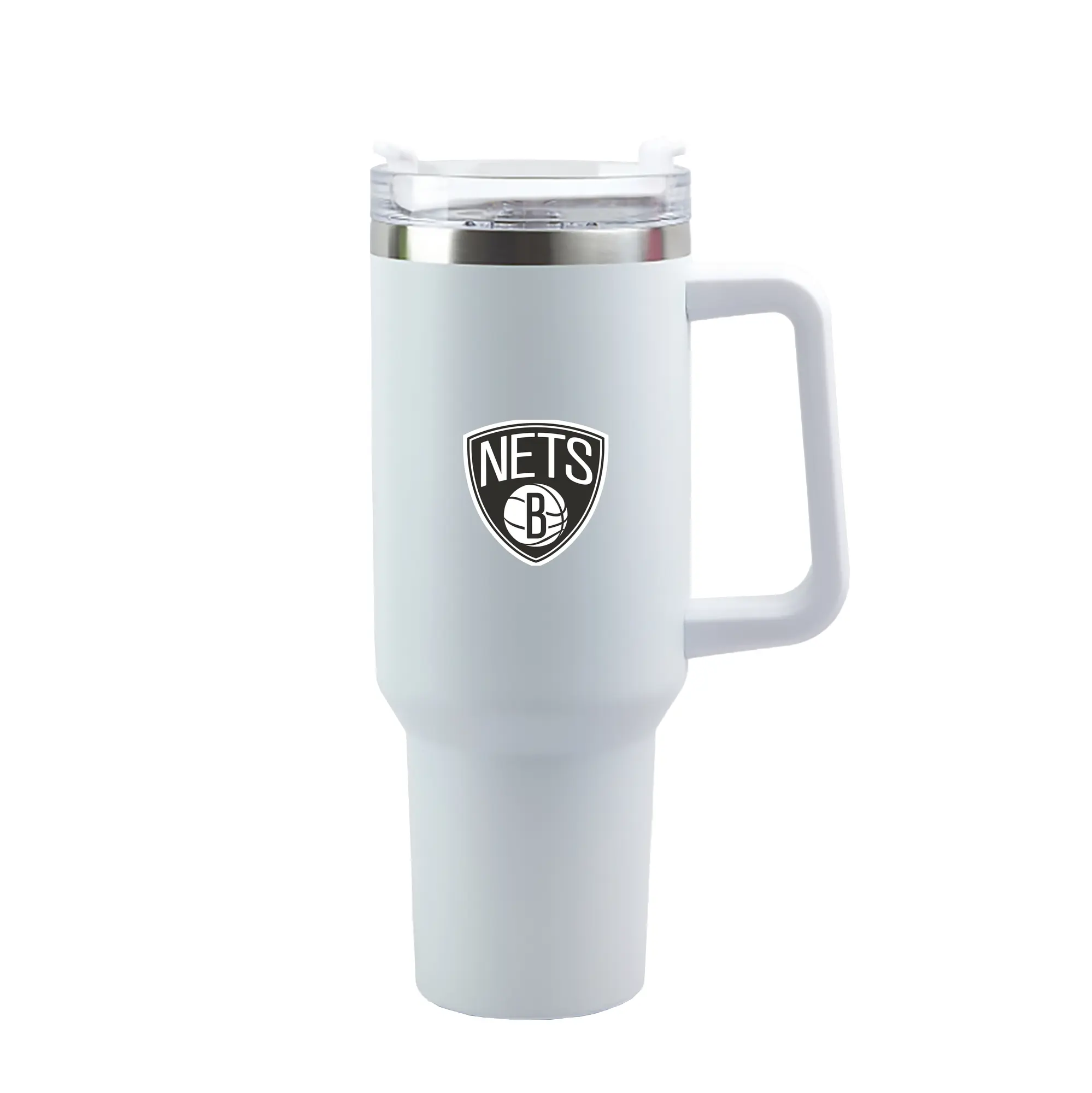 Brooklyn Nets Team Logo - 40oz Handle Car Tumbler – Durable Stainless Steel Travel Mug With UV Print – Double Wall Insulated, Fits Most Car Cup Holders