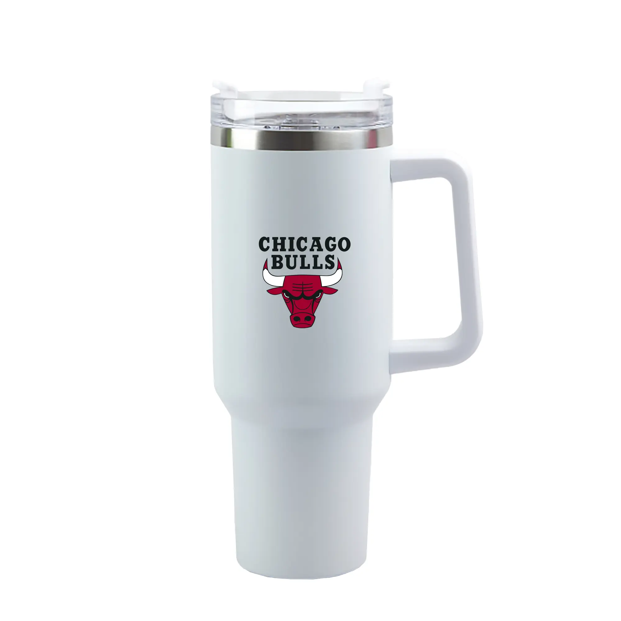 Chicago Bulls Team Logo - 40oz Handle Car Tumbler – Durable Stainless Steel Travel Mug With UV Print – Double Wall Insulated, Fits Most Car Cup Holders