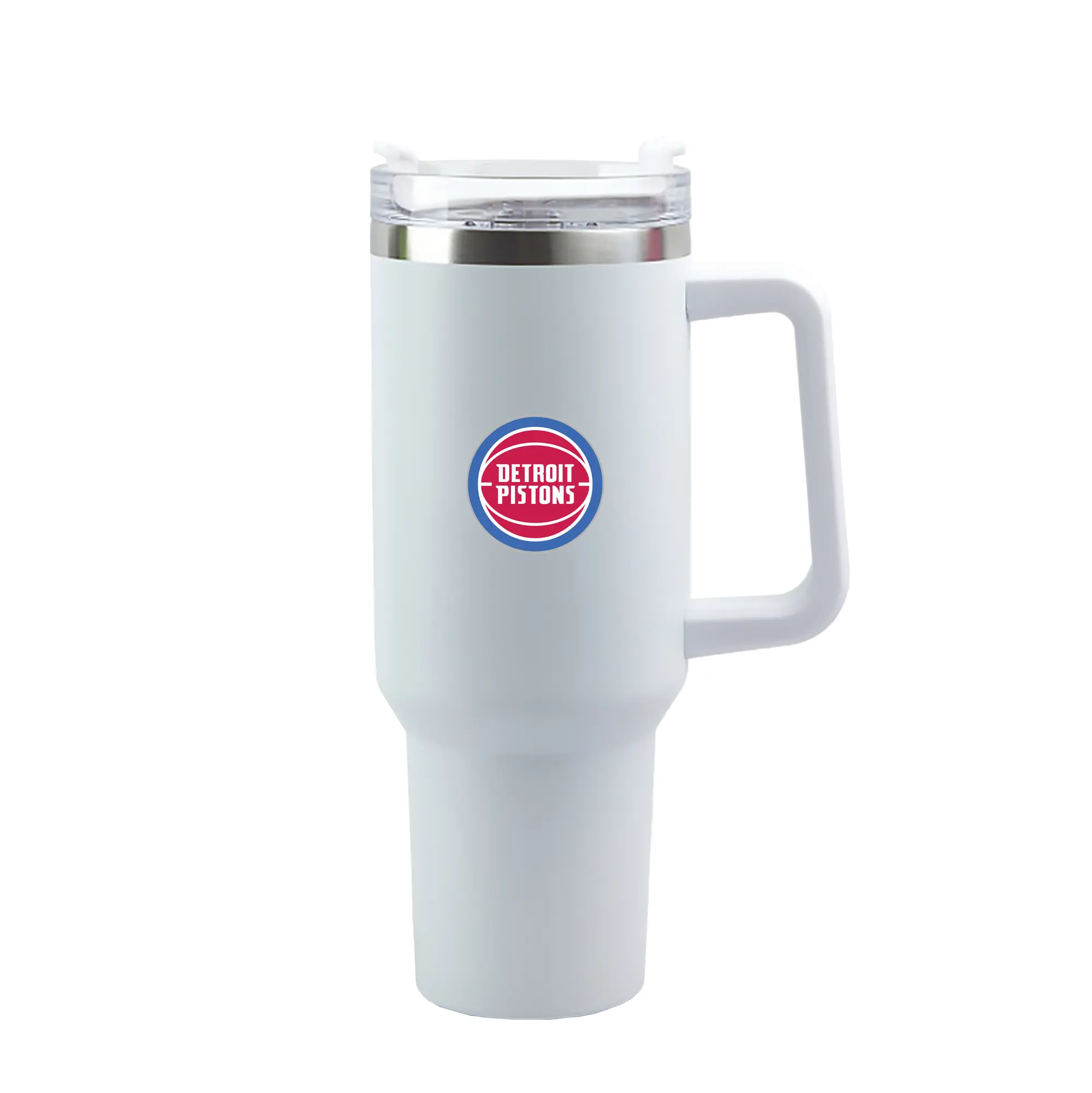 Detroit Pistons Team Logo - 40oz Handle Car Tumbler – Durable Stainless Steel Travel Mug With UV Print – Double Wall Insulated, Fits Most Car Cup Holders