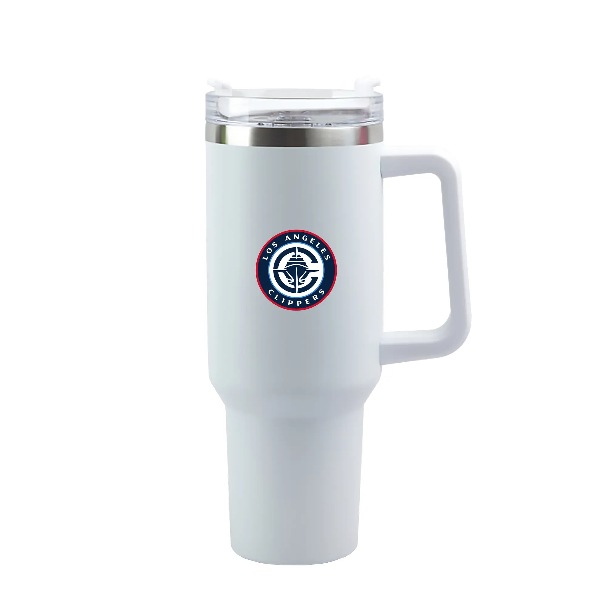 Los Angeles Clippers Team Logo - 40oz Handle Car Tumbler – Durable Stainless Steel Travel Mug With UV Print – Double Wall Insulated, Fits Most Car Cup Holders