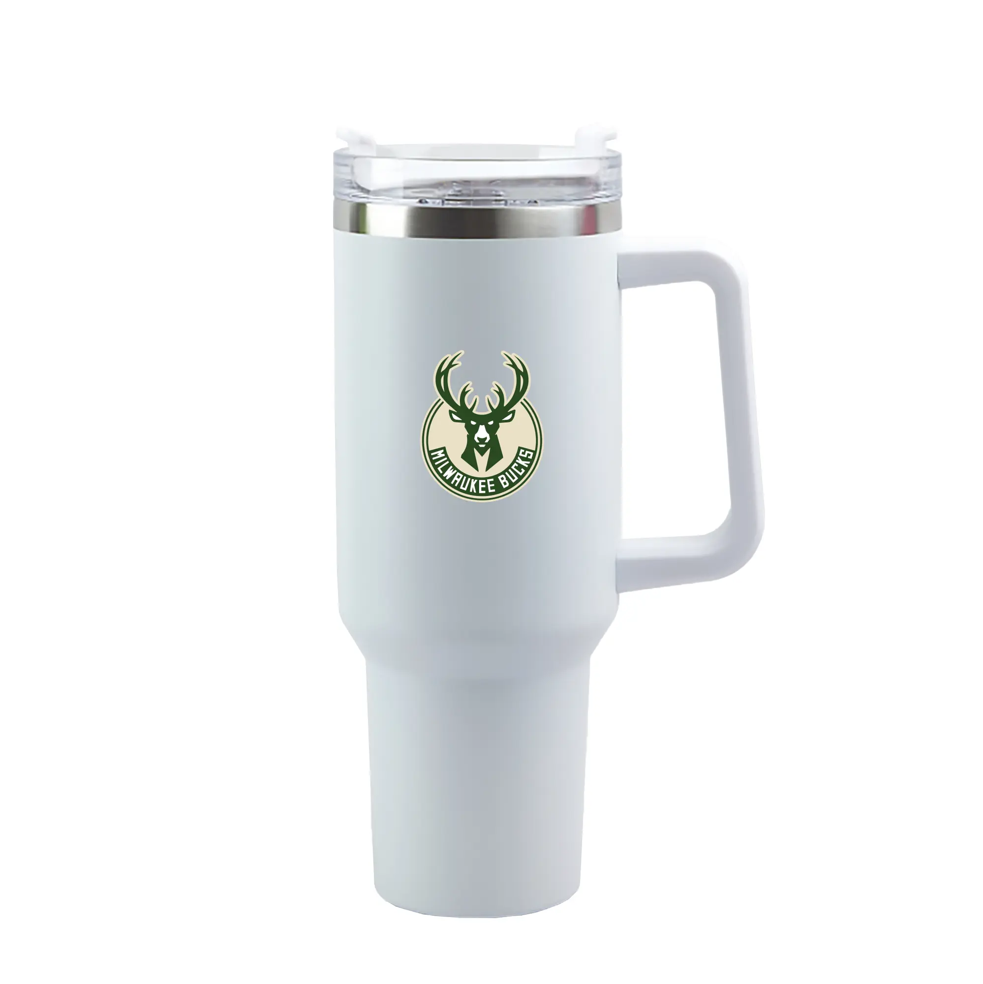 Milwaukee Bucks Team Logo - 40oz Handle Car Tumbler – Durable Stainless Steel Travel Mug With UV Print – Double Wall Insulated, Fits Most Car Cup Holders