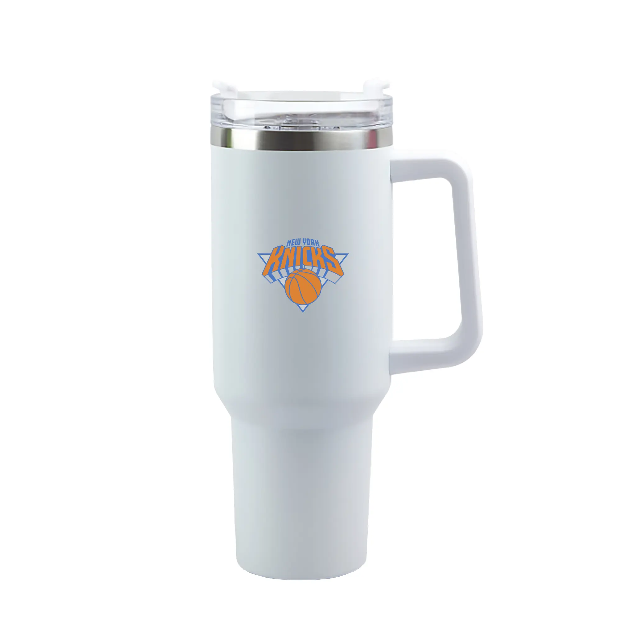 New York Knicks Team Logo - 40oz Handle Car Tumbler – Durable Stainless Steel Travel Mug With UV Print – Double Wall Insulated, Fits Most Car Cup Holders