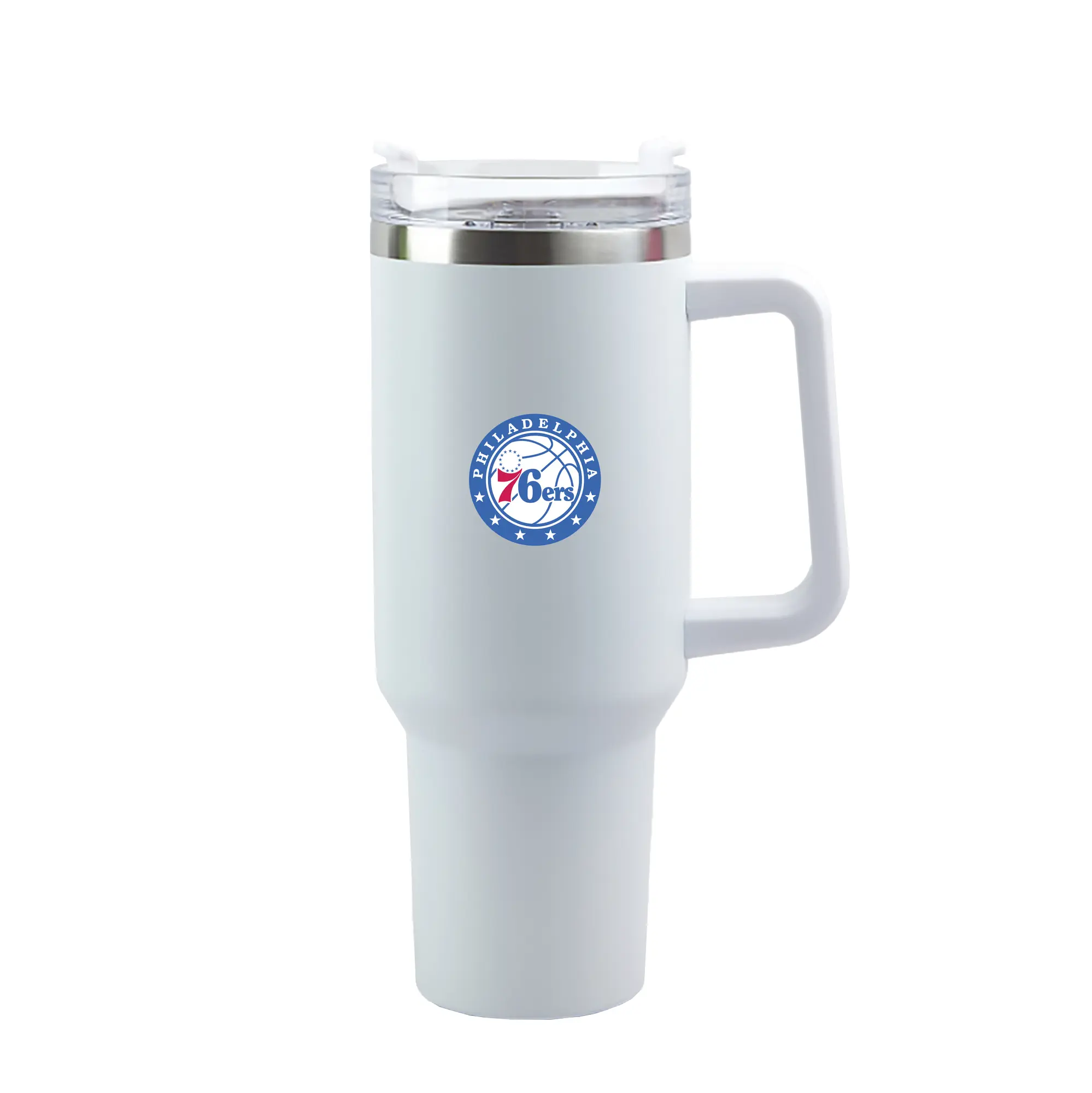 Philadelphia 76ers Team Logo - 40oz Handle Car Tumbler – Durable Stainless Steel Travel Mug With UV Print – Double Wall Insulated, Fits Most Car Cup Holders