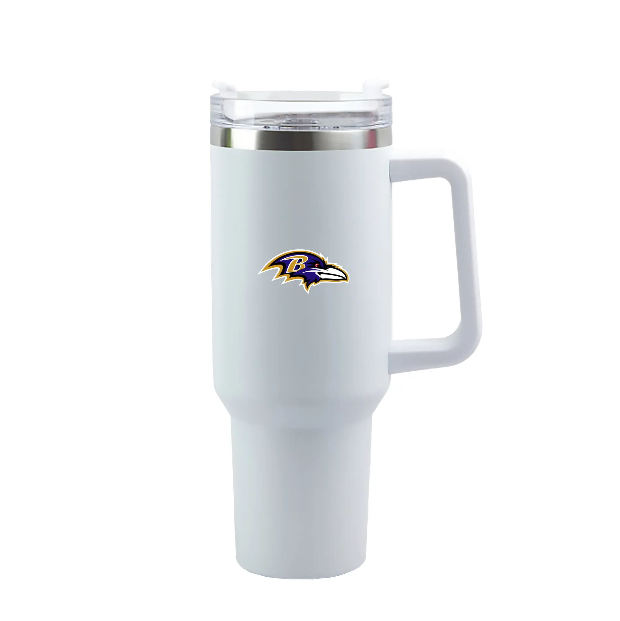 Baltimore Ravens Team Logo - 40oz Handle Car Tumbler – Durable Stainless Steel Travel Mug With UV Print – Double Wall Insulated, Fits Most Car Cup Holders