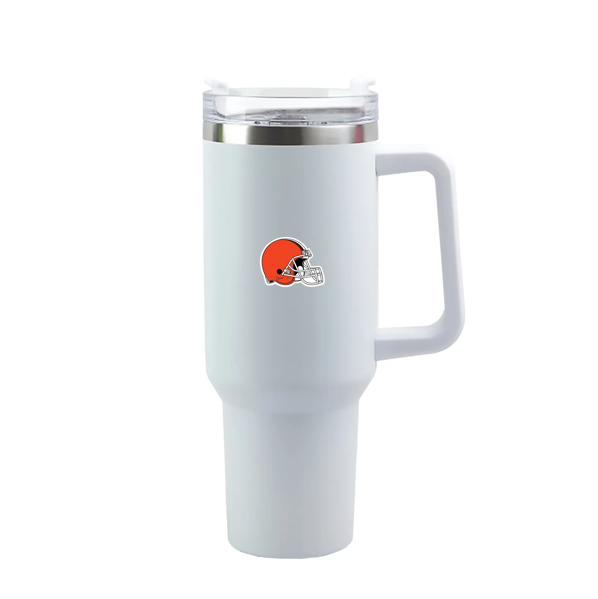 Cleveland Browns Team Logo - 40oz Handle Car Tumbler – Durable Stainless Steel Travel Mug With UV Print – Double Wall Insulated, Fits Most Car Cup Holders