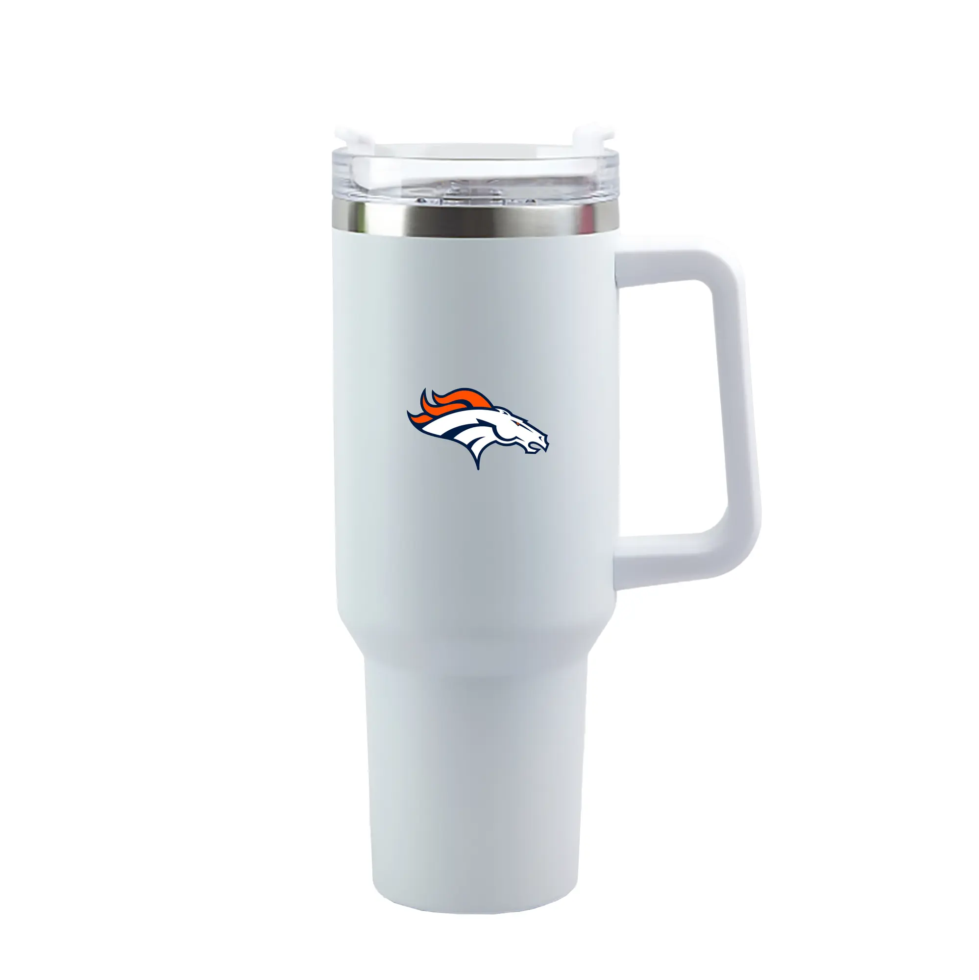 Denver Broncos Team Logo - 40oz Handle Car Tumbler – Durable Stainless Steel Travel Mug With UV Print – Double Wall Insulated, Fits Most Car Cup Holders