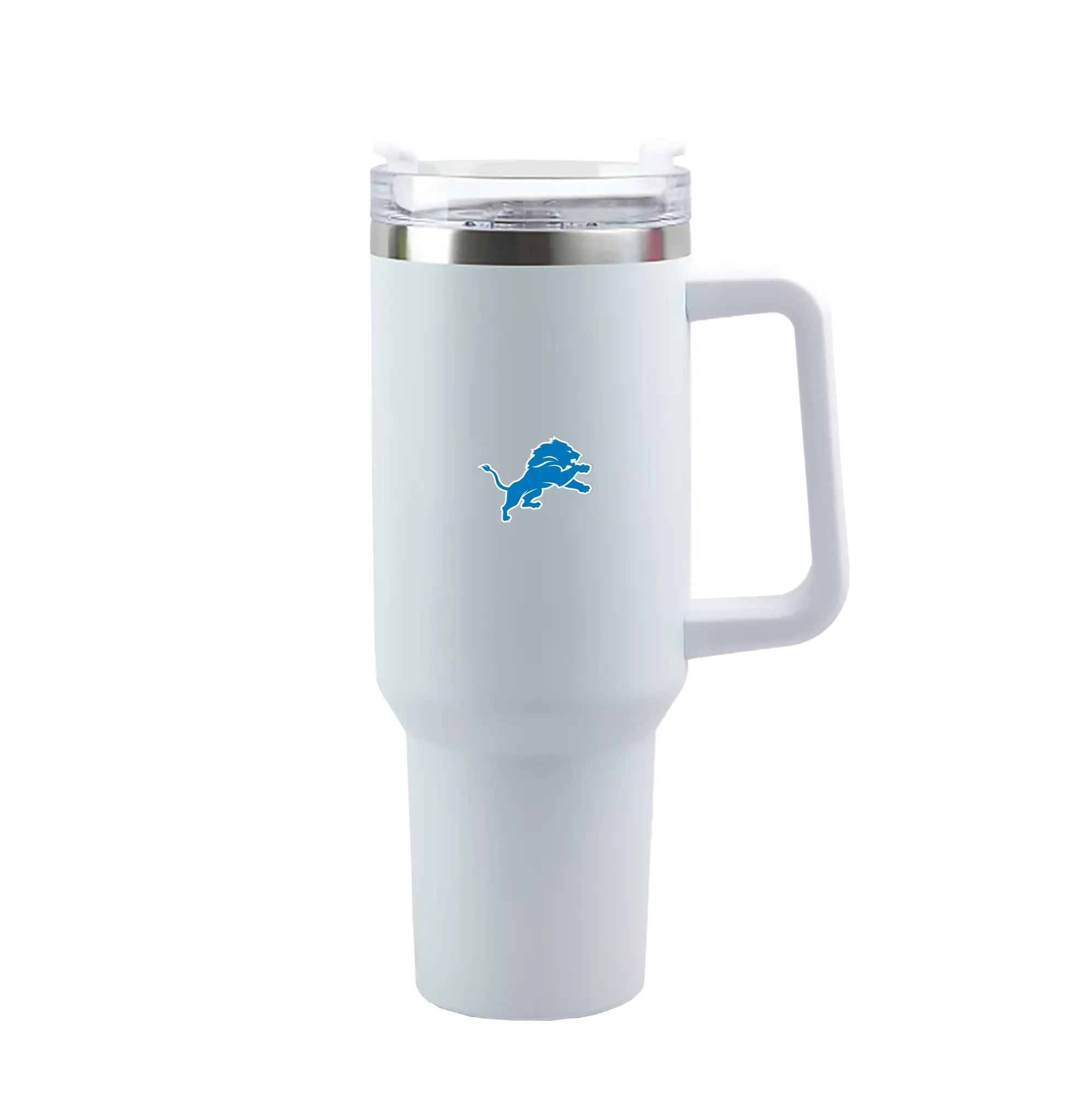 Detroit Lions Team Logo - 40oz Handle Car Tumbler – Durable Stainless Steel Travel Mug With UV Print – Double Wall Insulated, Fits Most Car Cup Holders