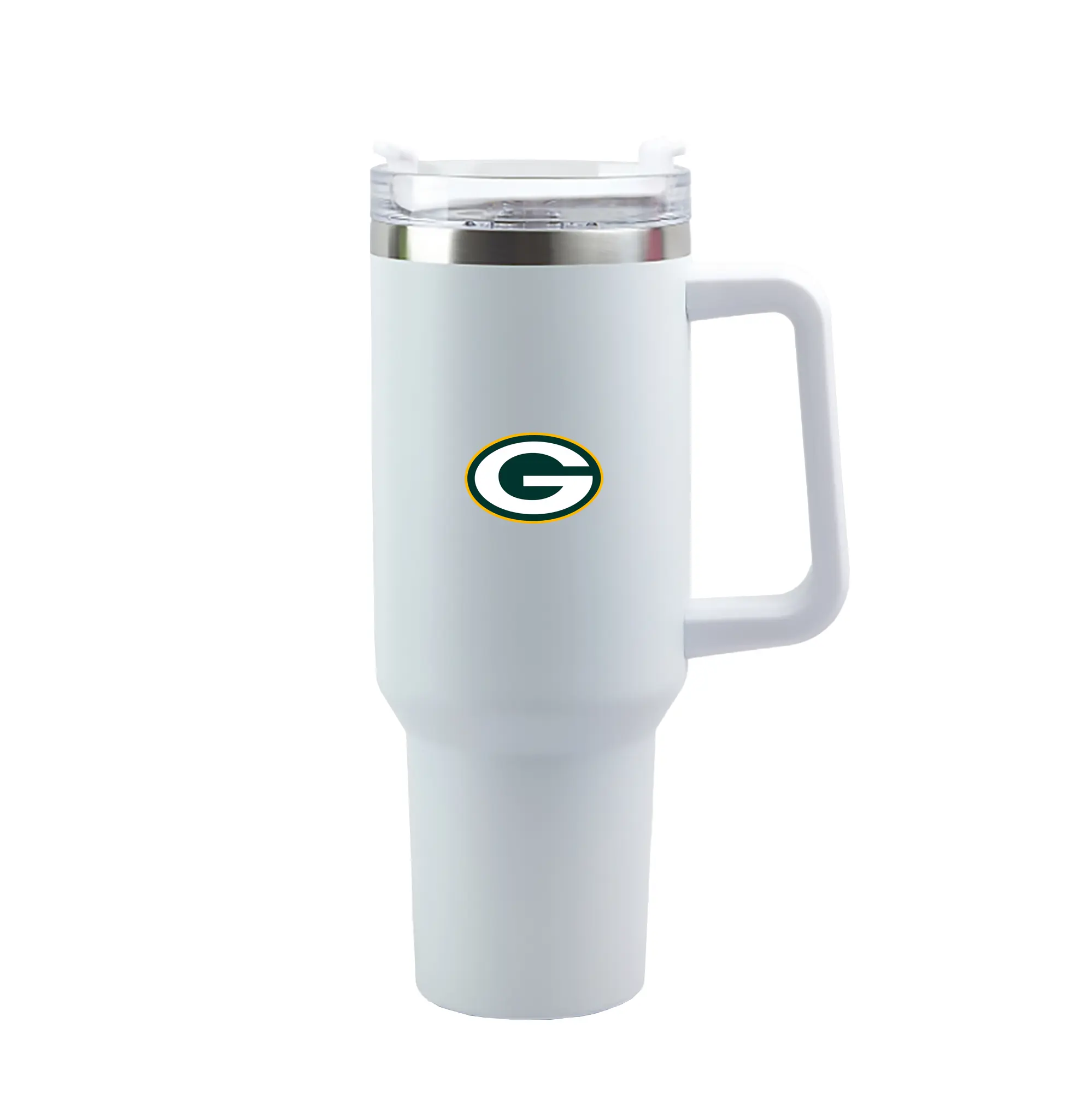 Green Bay Packers Team Logo - 40oz Handle Car Tumbler – Durable Stainless Steel Travel Mug With UV Print – Double Wall Insulated, Fits Most Car Cup Holders