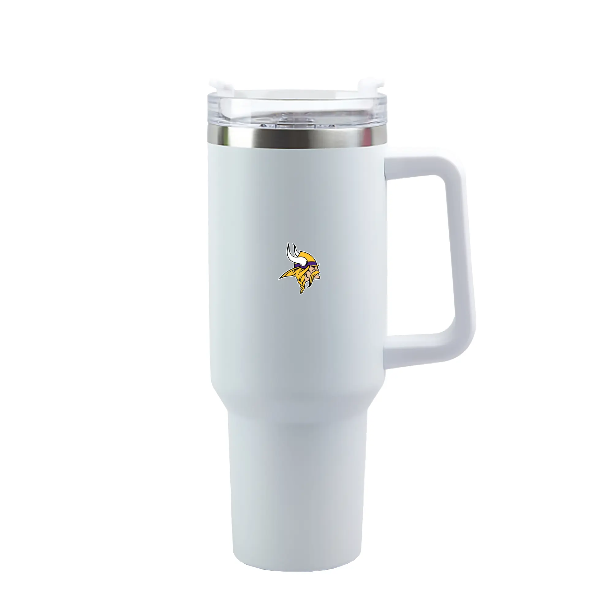 Minnesota Vikings Team Logo - 40oz Handle Car Tumbler – Durable Stainless Steel Travel Mug With UV Print – Double Wall Insulated, Fits Most Car Cup Holders