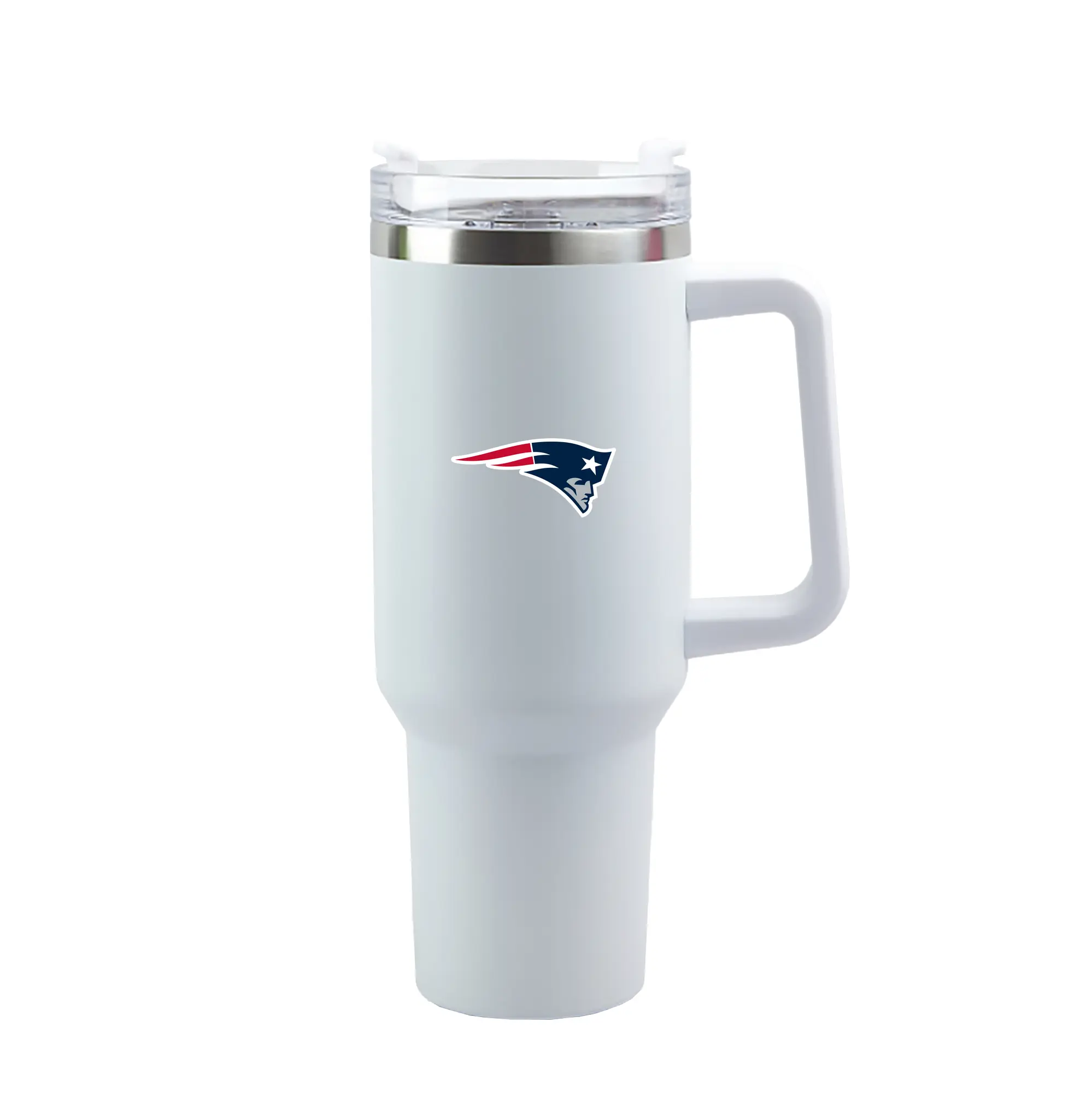 New England Patriots Team Logo - 40oz Handle Car Tumbler – Durable Stainless Steel Travel Mug With UV Print – Double Wall Insulated, Fits Most Car Cup Holders