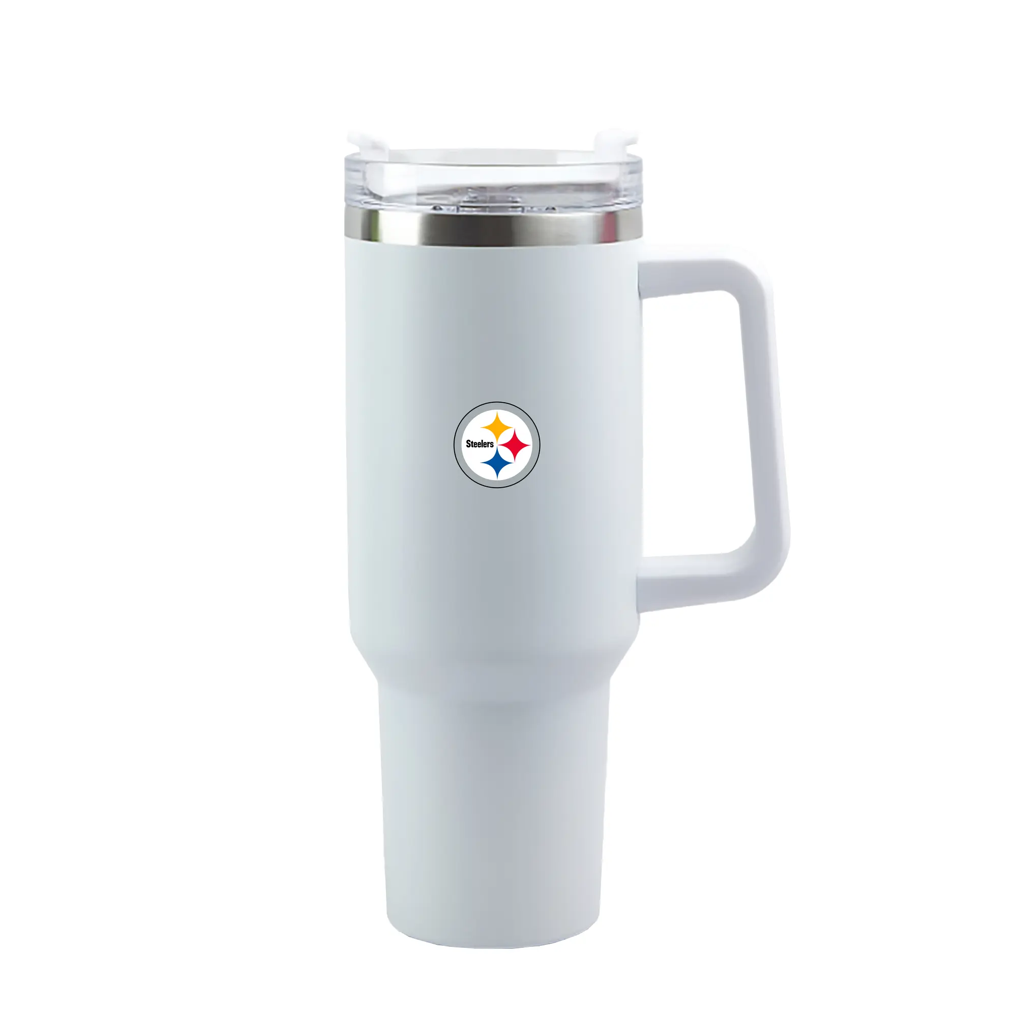 Pittsburgh Steelers Team Logo - 40oz Handle Car Tumbler – Durable Stainless Steel Travel Mug With UV Print – Double Wall Insulated, Fits Most Car Cup Holders