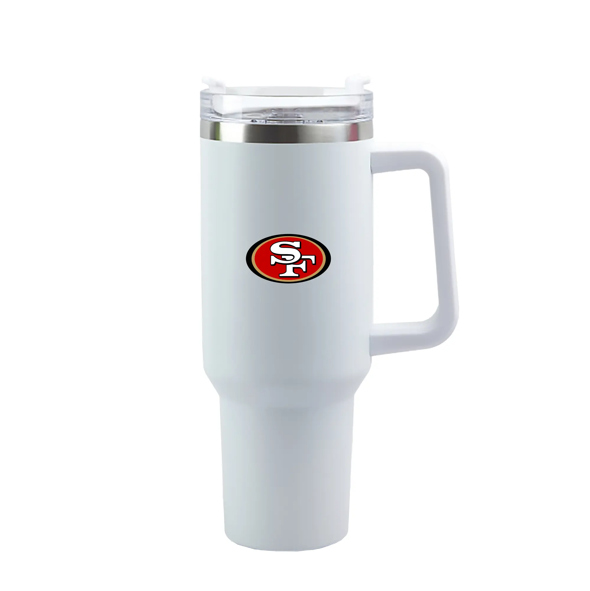 San Francisco 49ers Team Logo - 40oz Handle Car Tumbler – Durable Stainless Steel Travel Mug With UV Print – Double Wall Insulated, Fits Most Car Cup Holders
