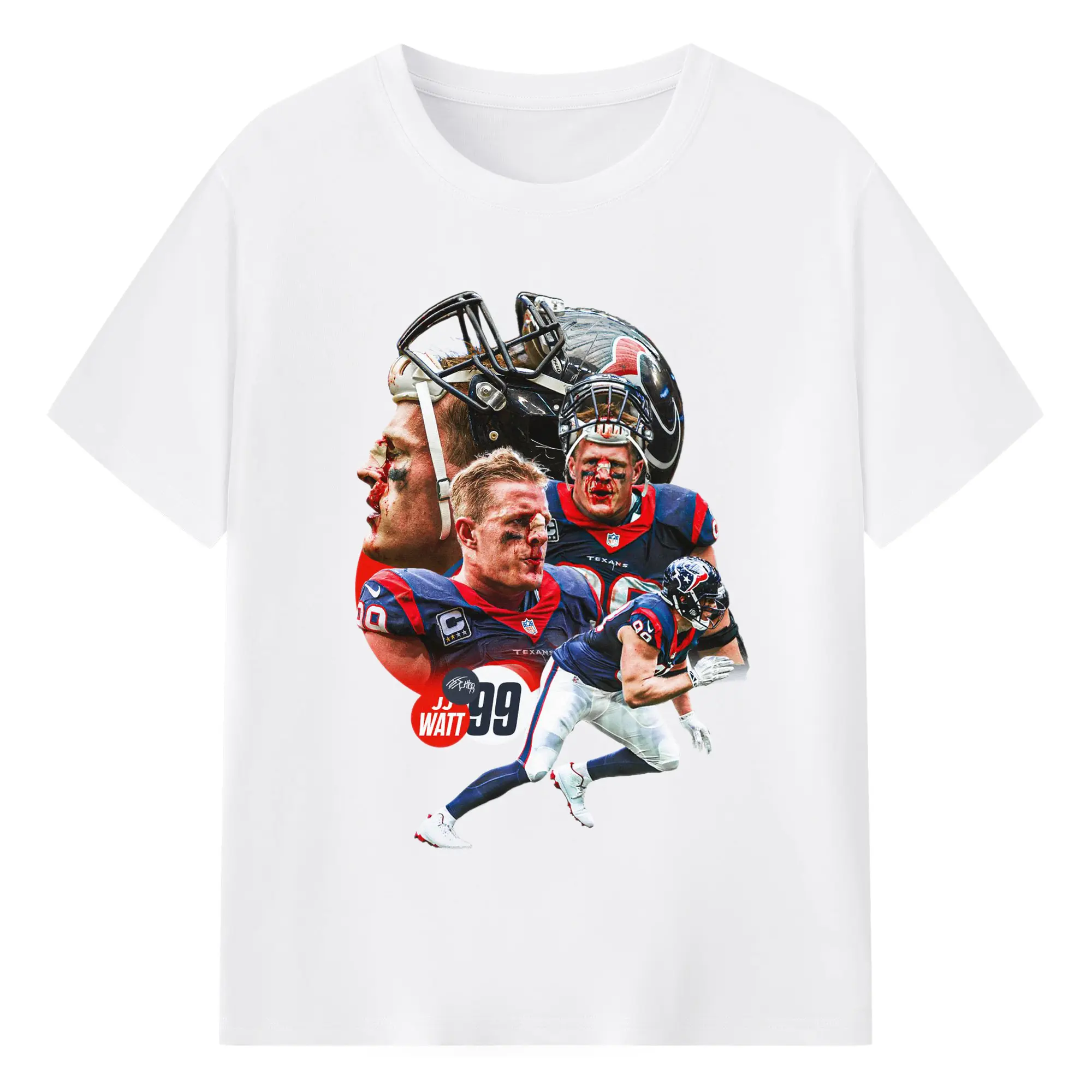 J.J. Watt Houston Texans NFL Tough Guy DIY Shirt - 180g Cotton T-Shirt With Front Heat Transfer Print – Soft, Lightweight, Fitted Design – Comfortable Casual Wear For Sports & Everyday Use
