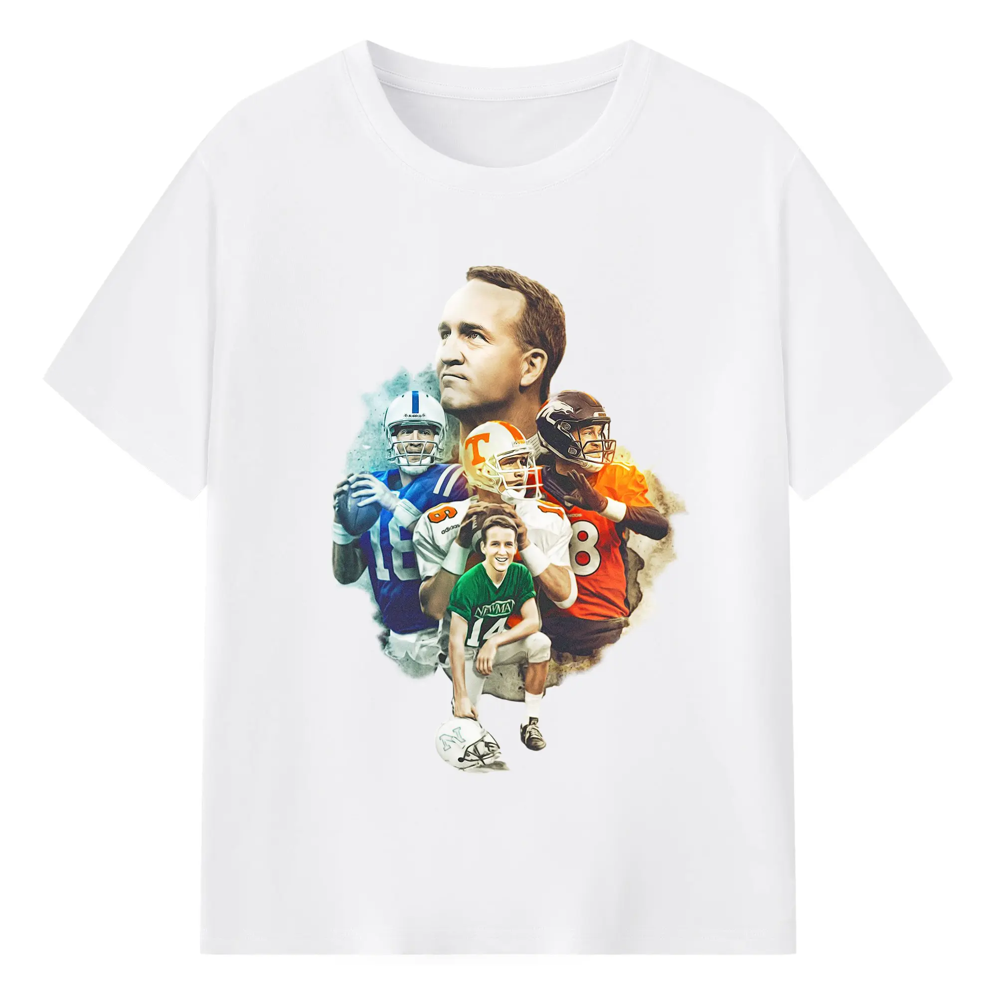 “Peyton Manning Colts & Broncos NFL Great” DIY Shirt - 180g Cotton T-Shirt With Front Heat Transfer Print – Soft, Lightweight, Fitted Design – Comfortable Casual Wear For Sports & Everyday Use