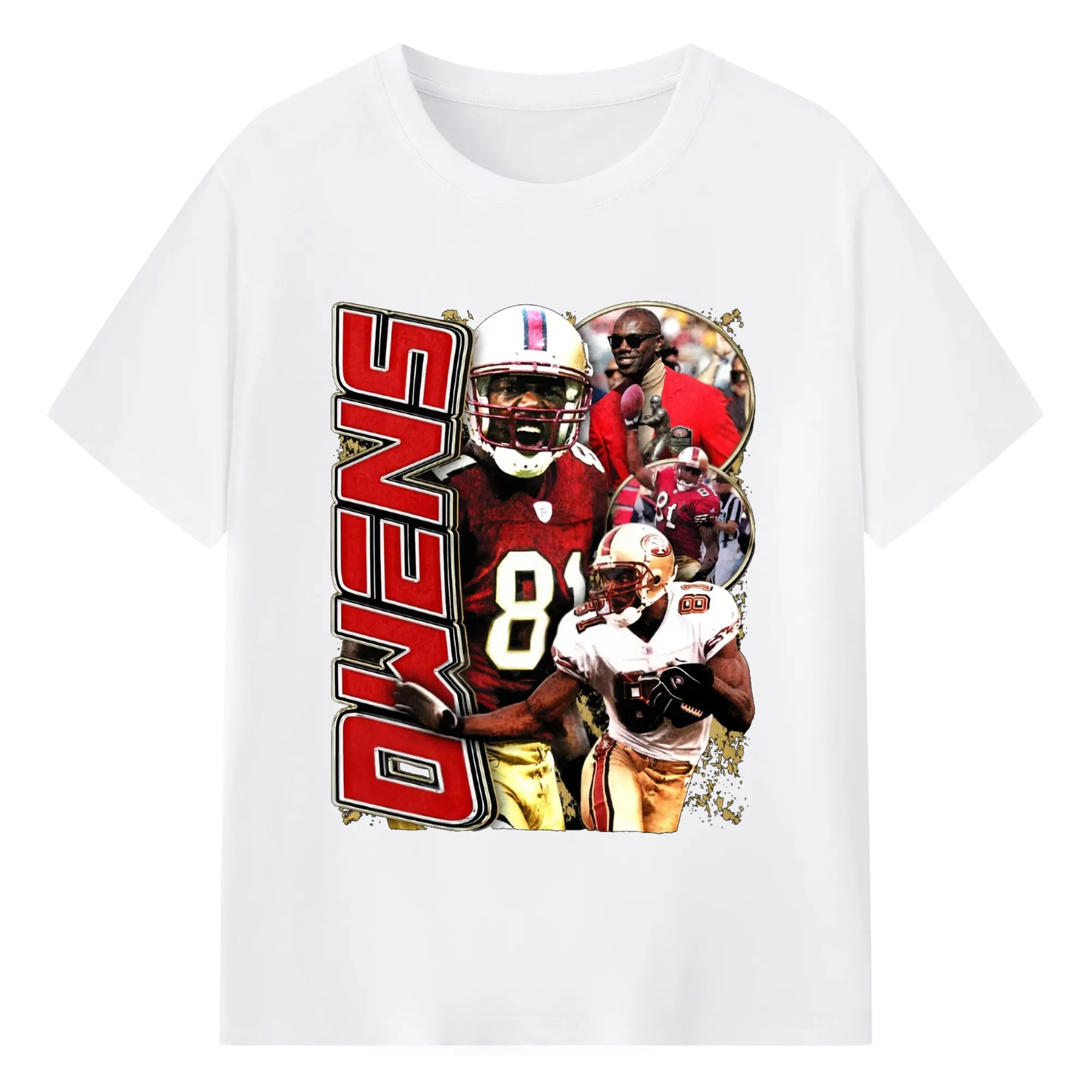 Terrell Owens San Francisco 49ers #81 NFL Legend DIY Shirt - 180g Cotton T-Shirt With Front Heat Transfer Print – Soft, Lightweight, Fitted Design – Comfortable Casual Wear For Sports & Everyday Use