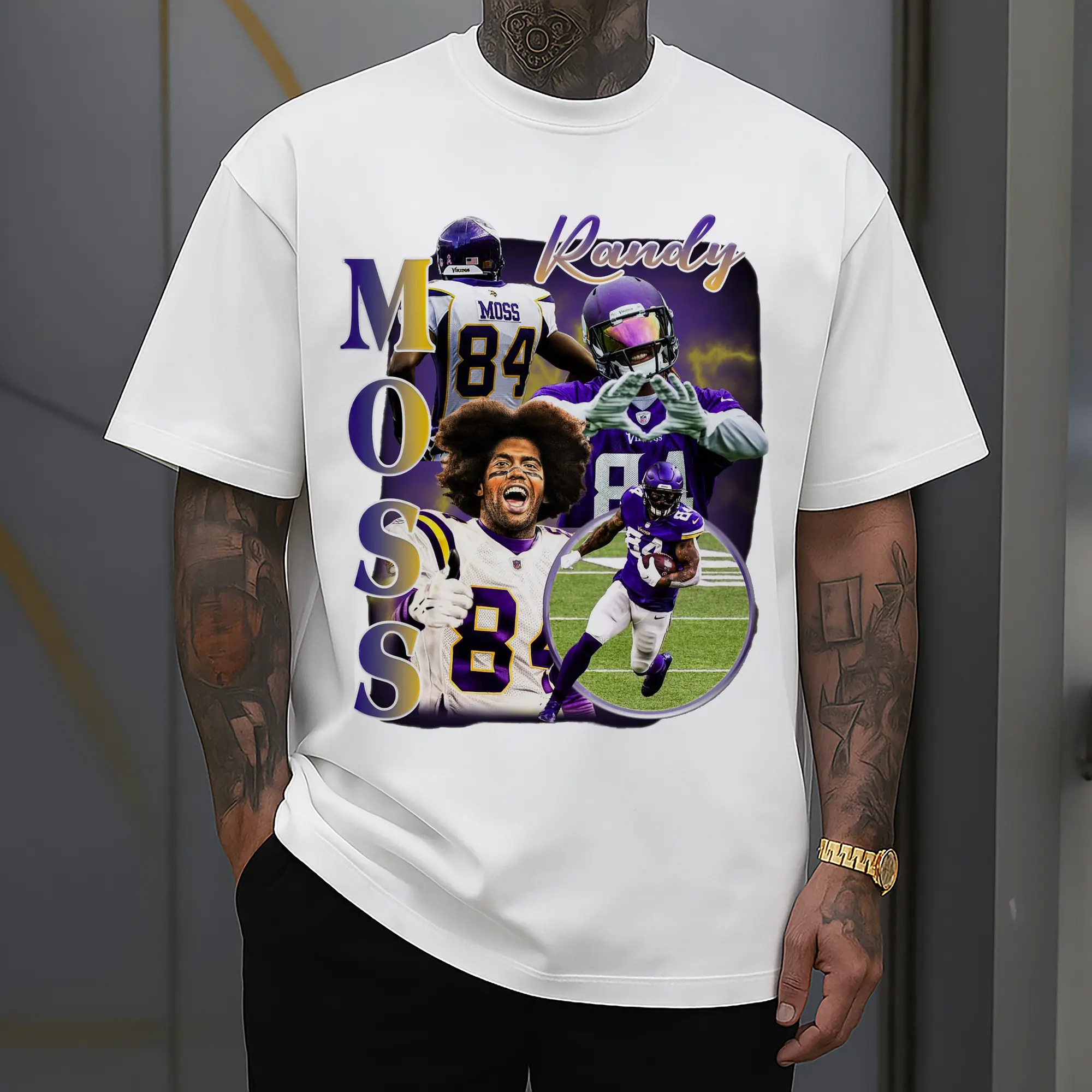 Randy Moss Minnesota Vikings #84 NFL Legend DIY Shirt