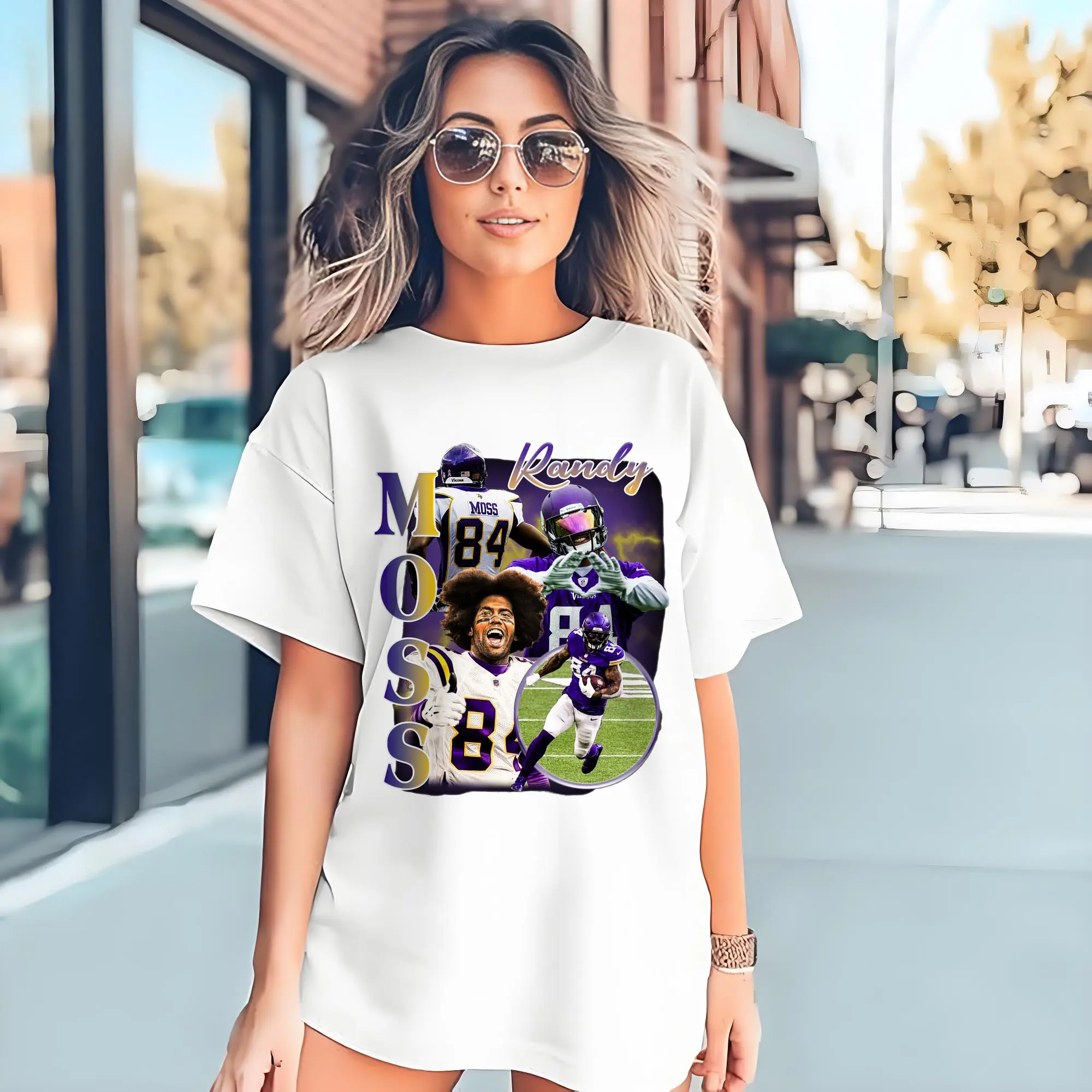Randy Moss Minnesota Vikings #84 NFL Legend DIY Shirt