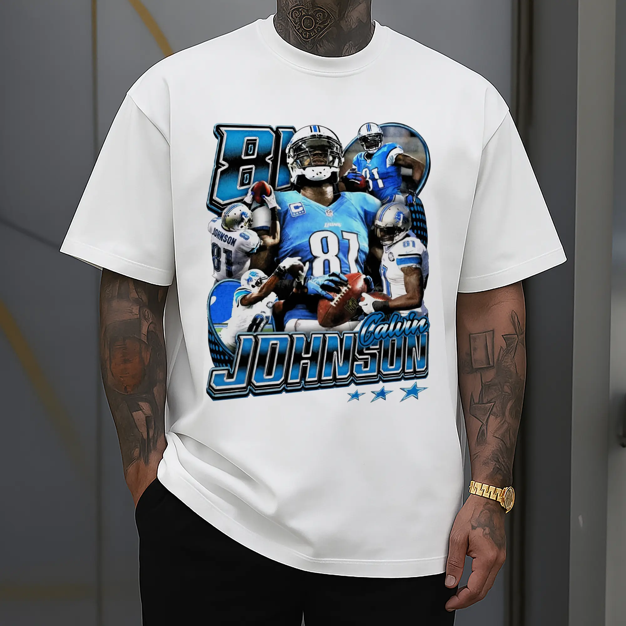Calvin Johnson Detroit Lions NFL Star DIY Shirt