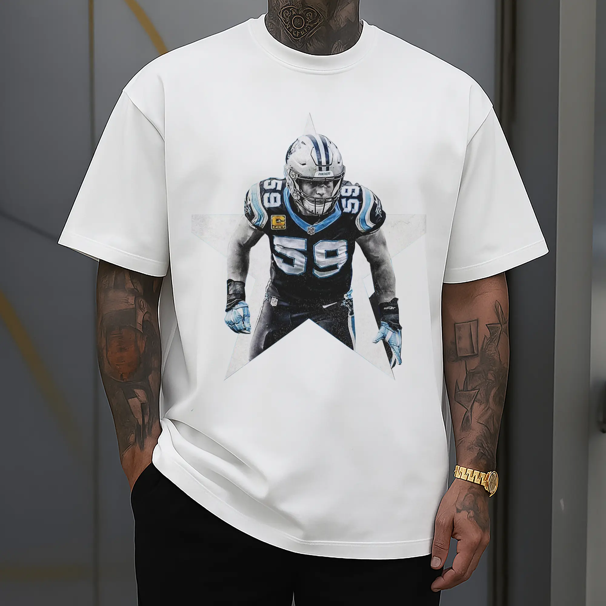 Carolina Panthers #59 NFL Star DIY Shirt