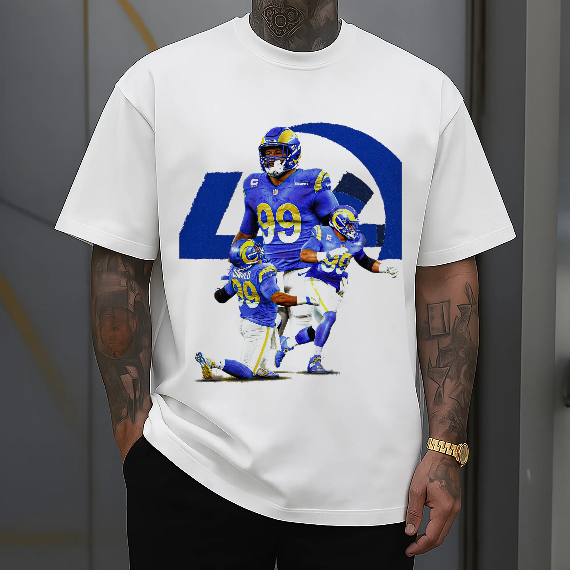 Los Angeles Rams Aaron Donald #99 NFL Star Collage DIY Shirt