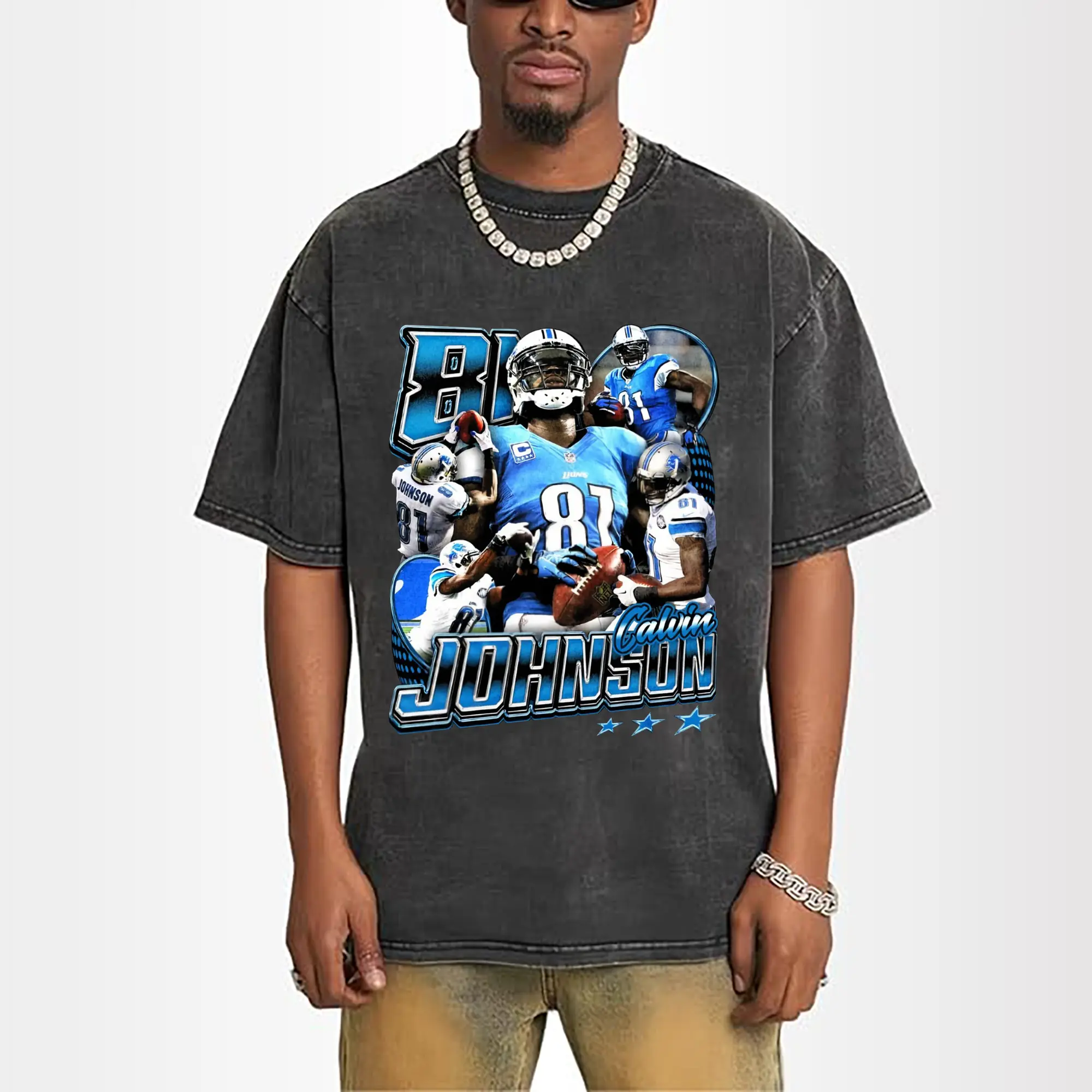 Calvin Johnson Detroit Lions NFL Star DIY Shirt