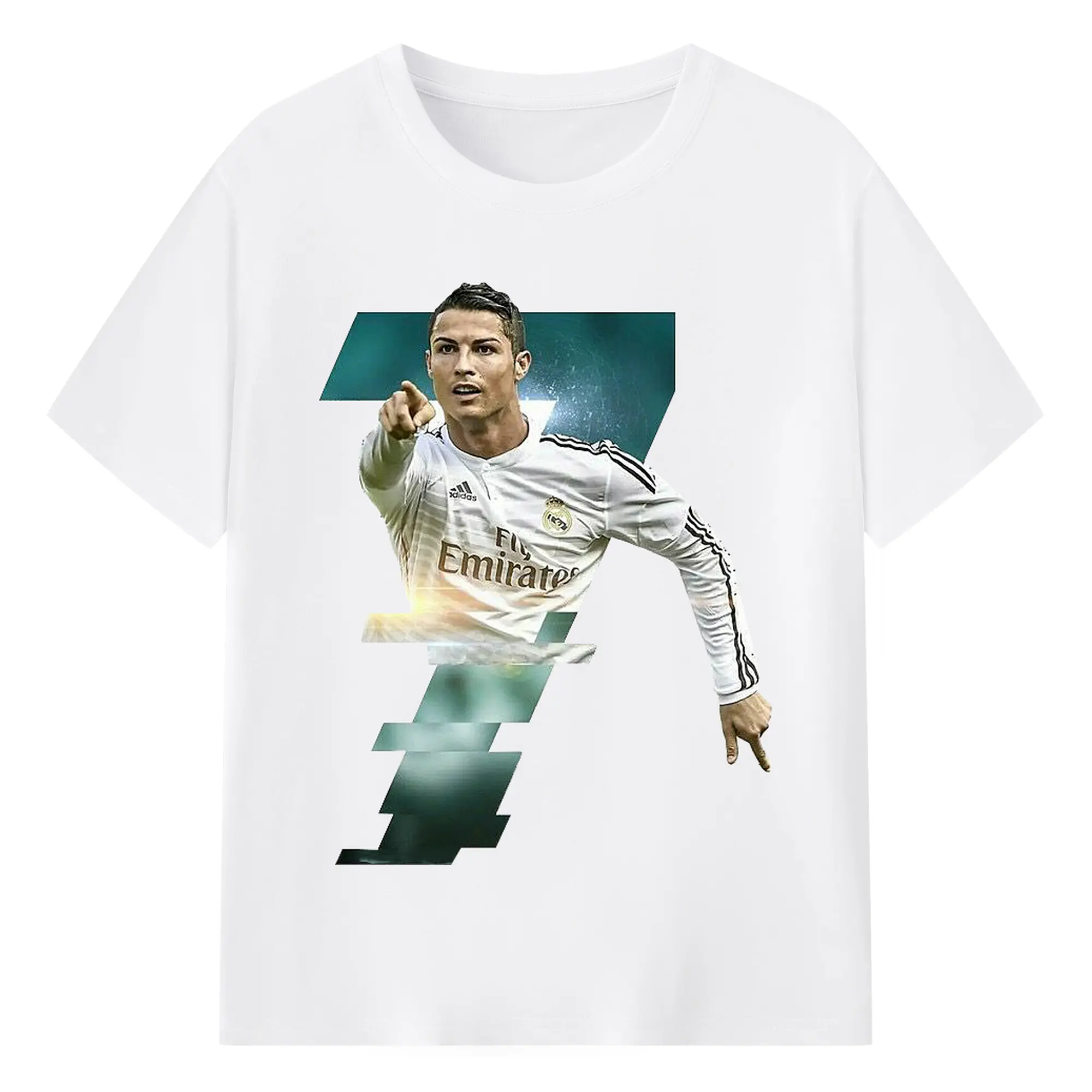 Cristiano Ronaldo Real Madrid Iconic Style DIY Shirt - 180g Cotton T-Shirt With Front Heat Transfer Print – Soft, Lightweight, Fitted Design – Comfortable Casual Wear For Sports & Everyday Use