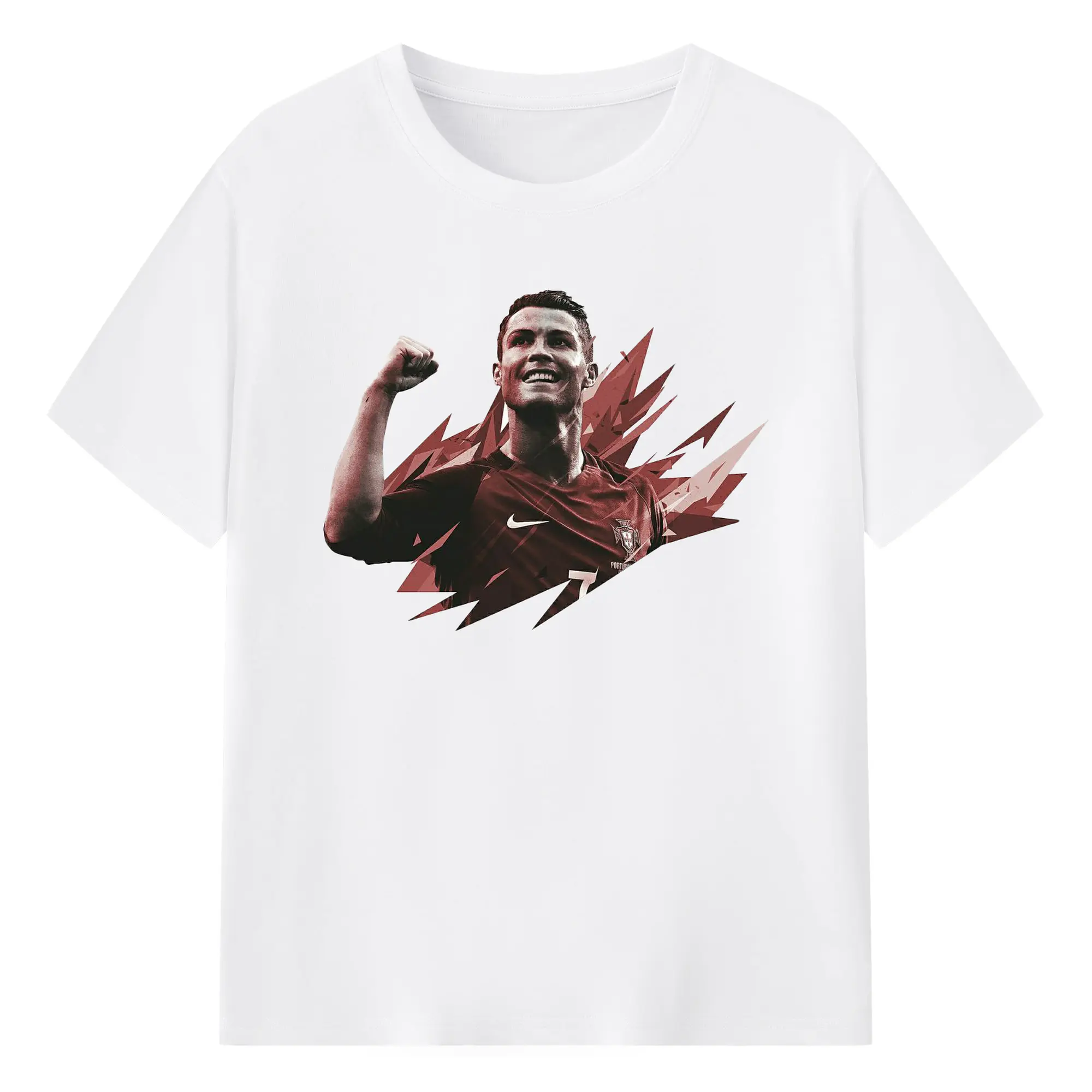 Cristiano Ronaldo Portugal National Team Celebration DIY Shirt - 180g Cotton T-Shirt With Front Heat Transfer Print – Soft, Lightweight, Fitted Design – Comfortable Casual Wear For Sports & Everyday Use