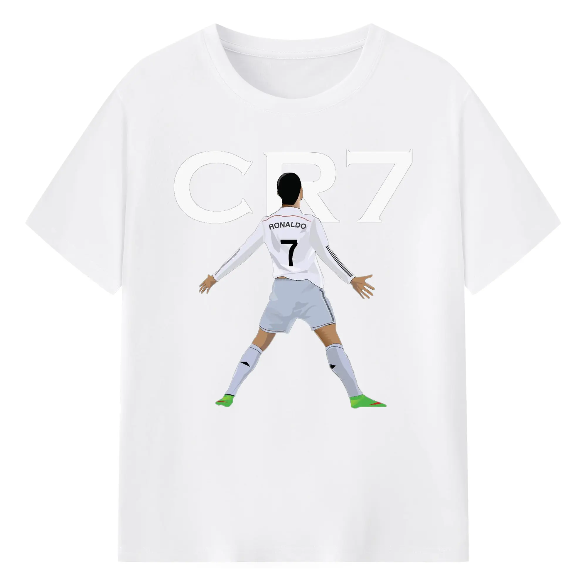 Cristiano Ronaldo CR7 Real Madrid Celebration DIY Shirt - 180g Cotton T-Shirt With Front Heat Transfer Print – Soft, Lightweight, Fitted Design – Comfortable Casual Wear For Sports & Everyday Use
