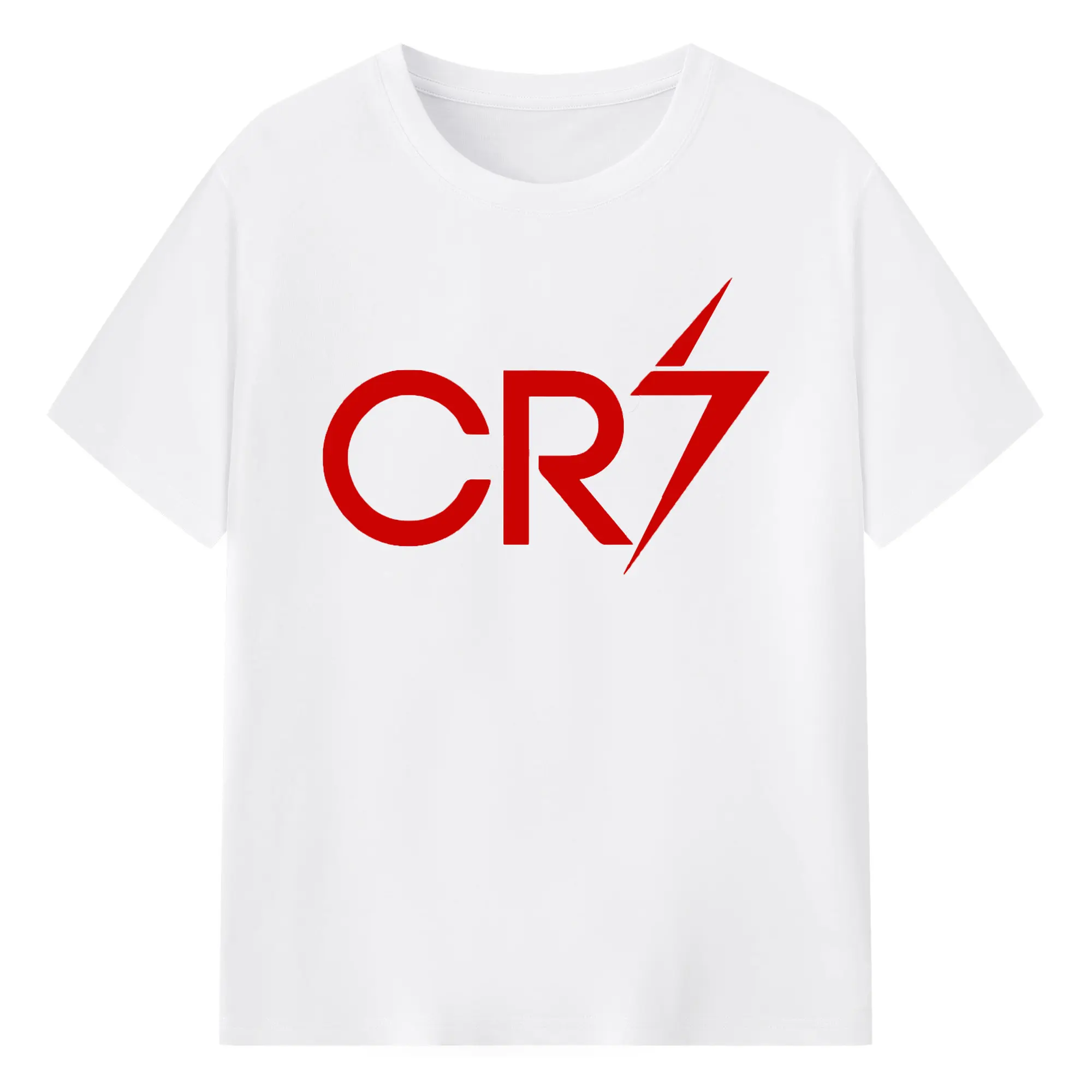 CR7 Cristiano Ronaldo Signature Logo DIY Shirt - 180g Cotton T-Shirt With Front Heat Transfer Print – Soft, Lightweight, Fitted Design – Comfortable Casual Wear For Sports & Everyday Use