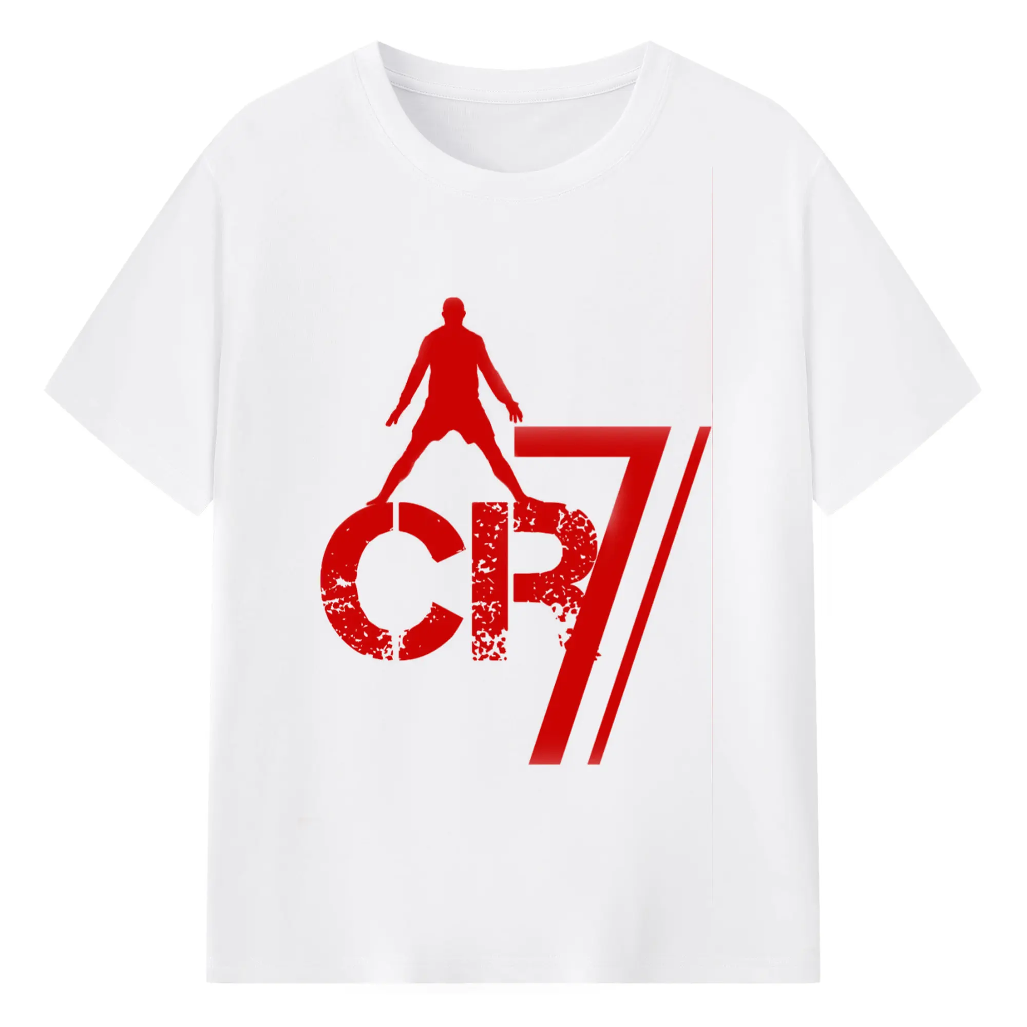 CR7 Cristiano Ronaldo Retro Style DIY Shirt - 180g Cotton T-Shirt With Front Heat Transfer Print – Soft, Lightweight, Fitted Design – Comfortable Casual Wear For Sports & Everyday Use