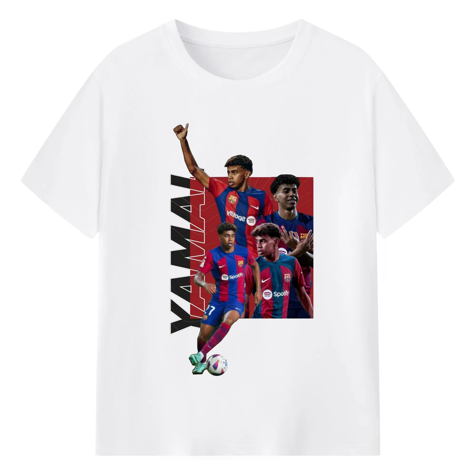 Lamine Yamal Barcelona Rising Star DIY Shirt - 180g Cotton T-Shirt With Front Heat Transfer Print – Soft, Lightweight, Fitted Design – Comfortable Casual Wear For Sports & Everyday Use