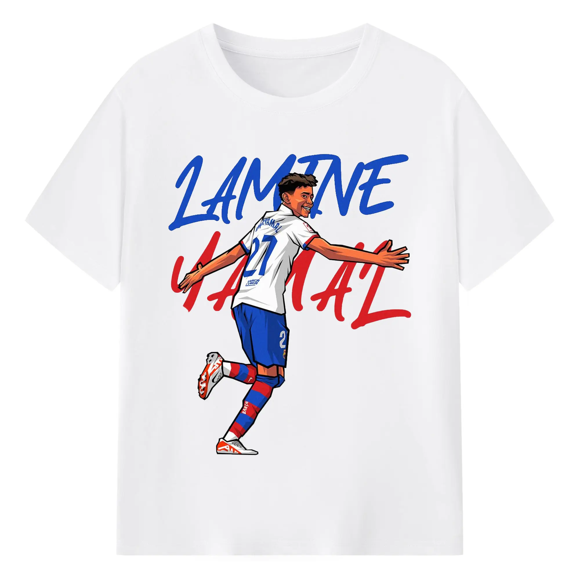 Lamine Yamal Spain National Team Soccer Star DIY - 180g Cotton T-Shirt With Front Heat Transfer Print – Soft, Lightweight, Fitted Design – Comfortable Casual Wear For Sports & Everyday Use