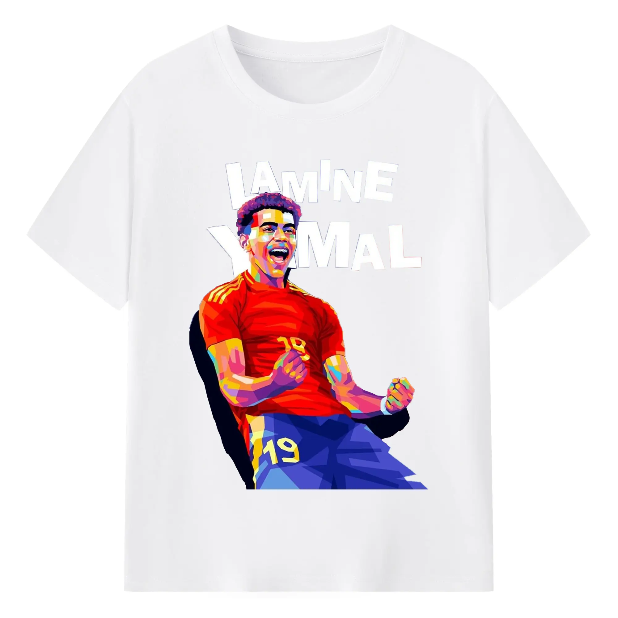 Lamine Yamal Spain National Team Pop Art DIY Shirt - 180g Cotton T-Shirt With Front Heat Transfer Print – Soft, Lightweight, Fitted Design – Comfortable Casual Wear For Sports & Everyday Use