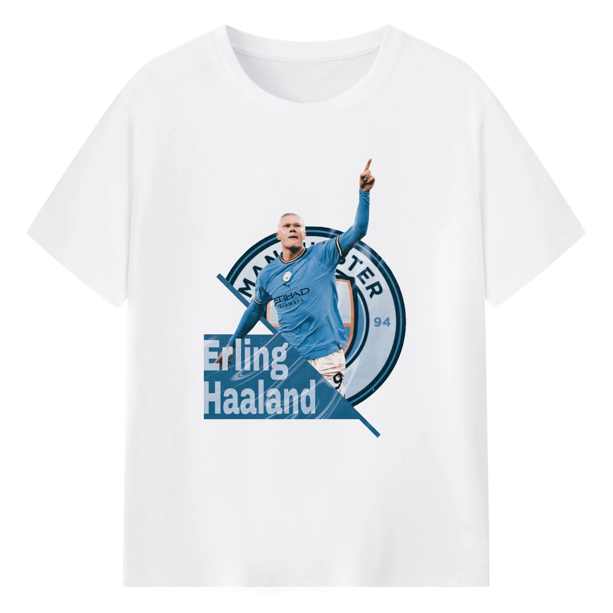 Erling Haaland Manchester City Soccer Star DIY Shirt - 180g Cotton T-Shirt With Front Heat Transfer Print – Soft, Lightweight, Fitted Design – Comfortable Casual Wear For Sports & Everyday Use