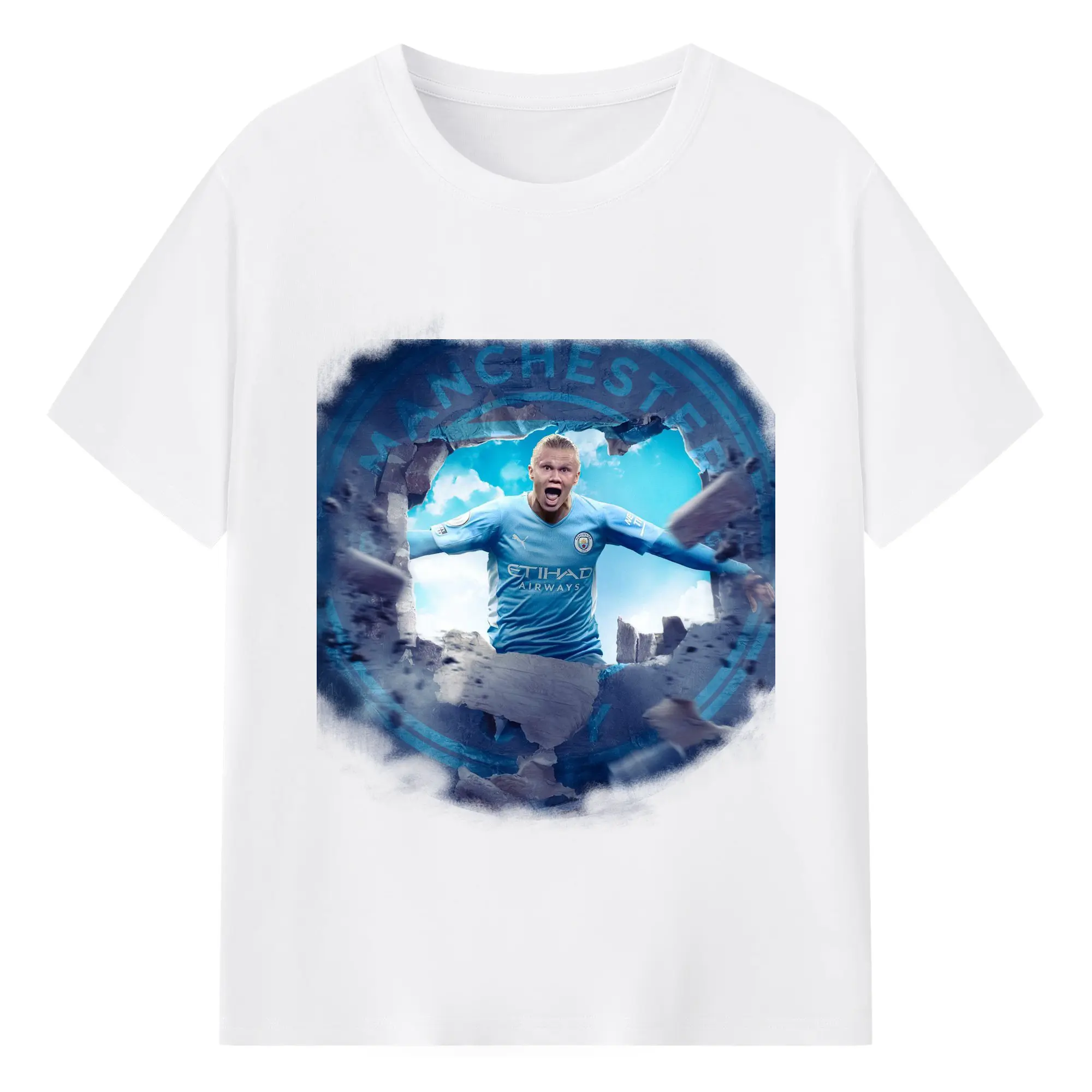 Erling Haaland Manchester City Breakthrough DIY Shirt - 180g Cotton T-Shirt With Front Heat Transfer Print – Soft, Lightweight, Fitted Design – Comfortable Casual Wear For Sports & Everyday Use