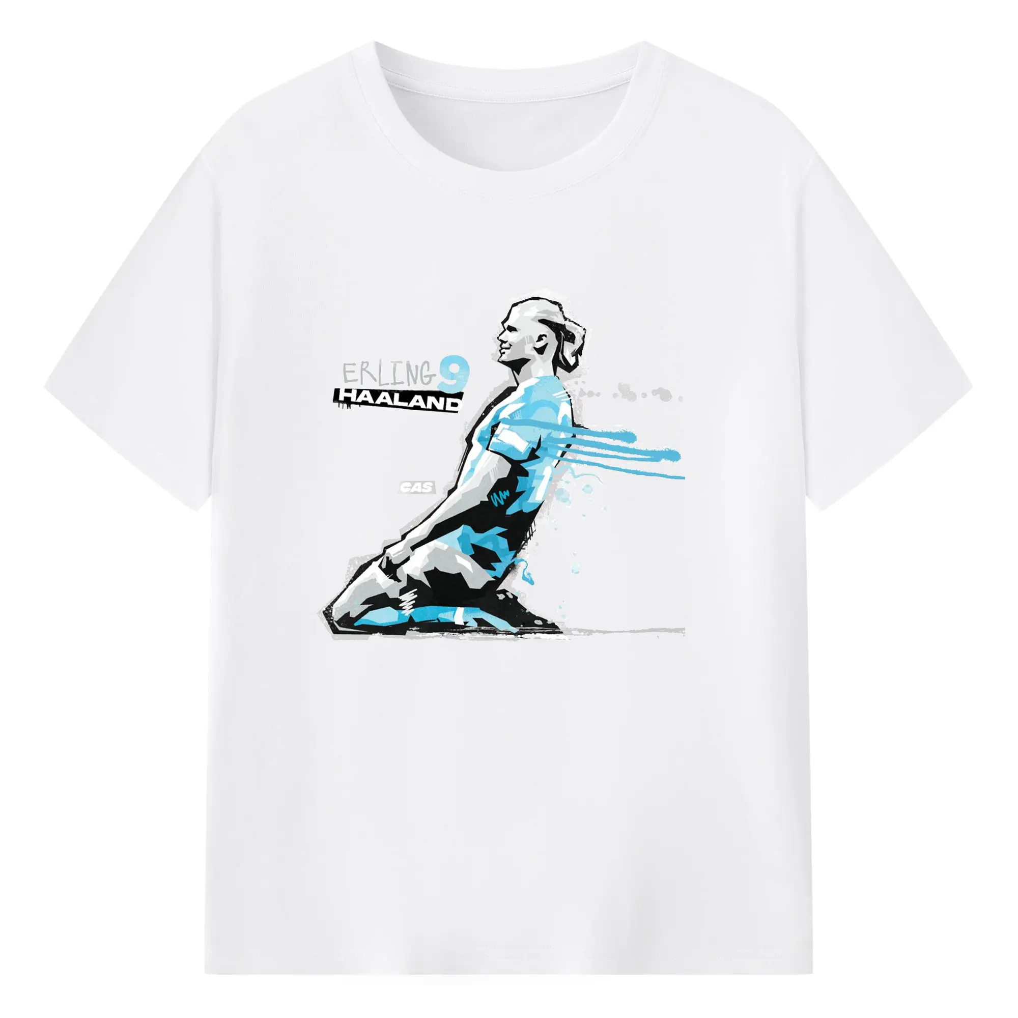 Erling Haaland #9 Soccer Star Slide Celebration DIY Shirt - 180g Cotton T-Shirt With Front Heat Transfer Print – Soft, Lightweight, Fitted Design – Comfortable Casual Wear For Sports & Everyday Use