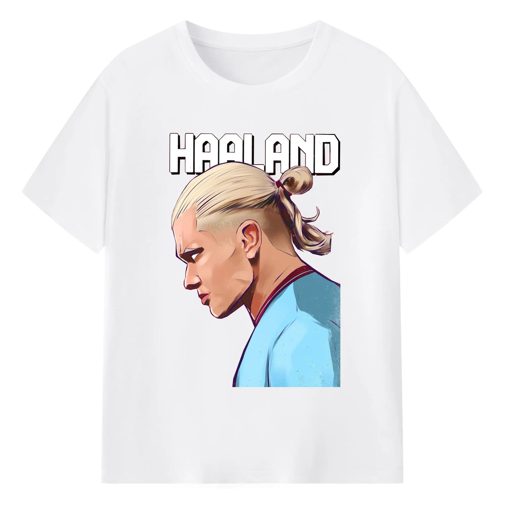 Erling Haaland Manchester City Comic Style DIY Shirt - 180g Cotton T-Shirt With Front Heat Transfer Print – Soft, Lightweight, Fitted Design – Comfortable Casual Wear For Sports & Everyday Use