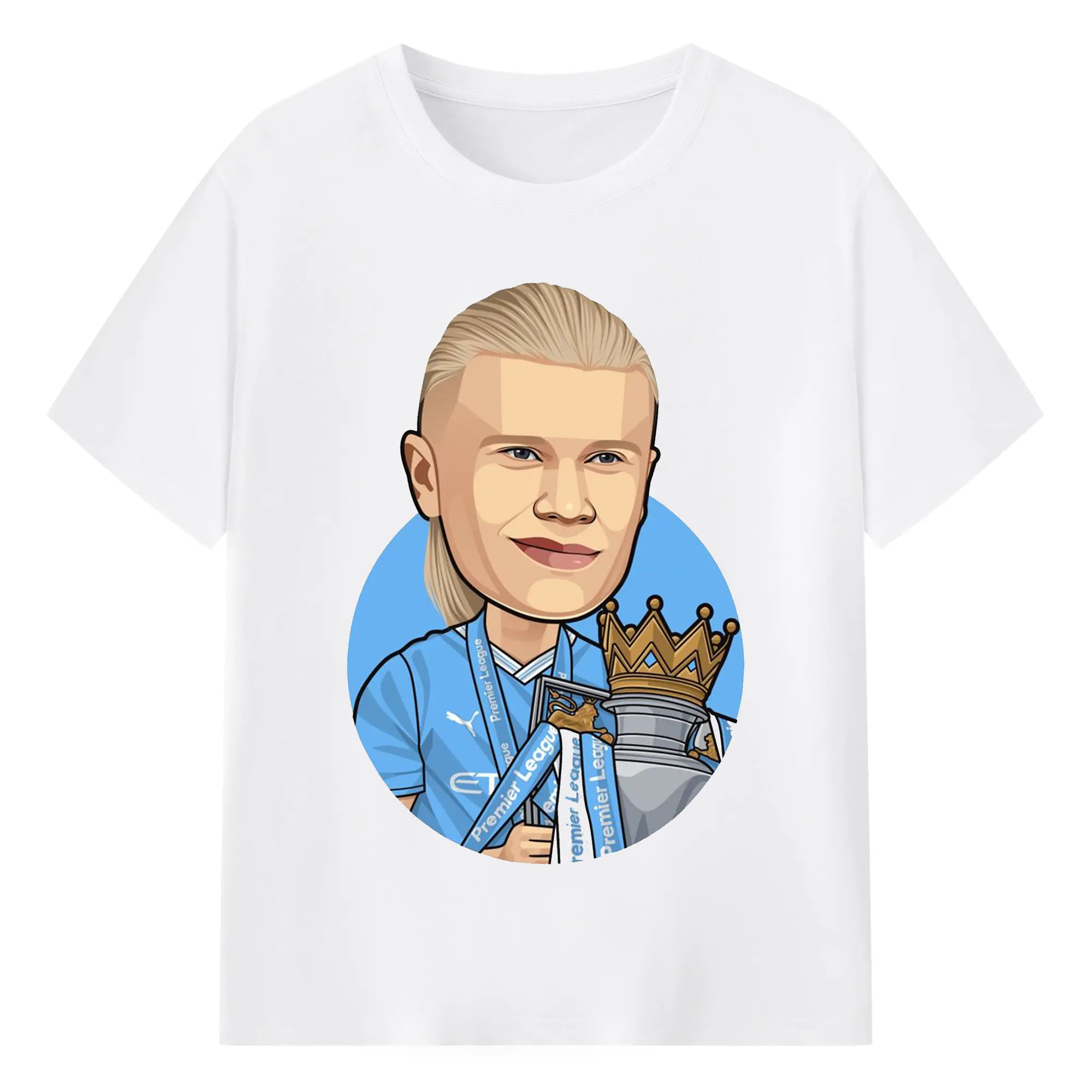 Erling Haaland Cartoon DIY Shirt - 180g Cotton T-Shirt With Front Heat Transfer Print – Soft, Lightweight, Fitted Design – Comfortable Casual Wear For Sports & Everyday Use