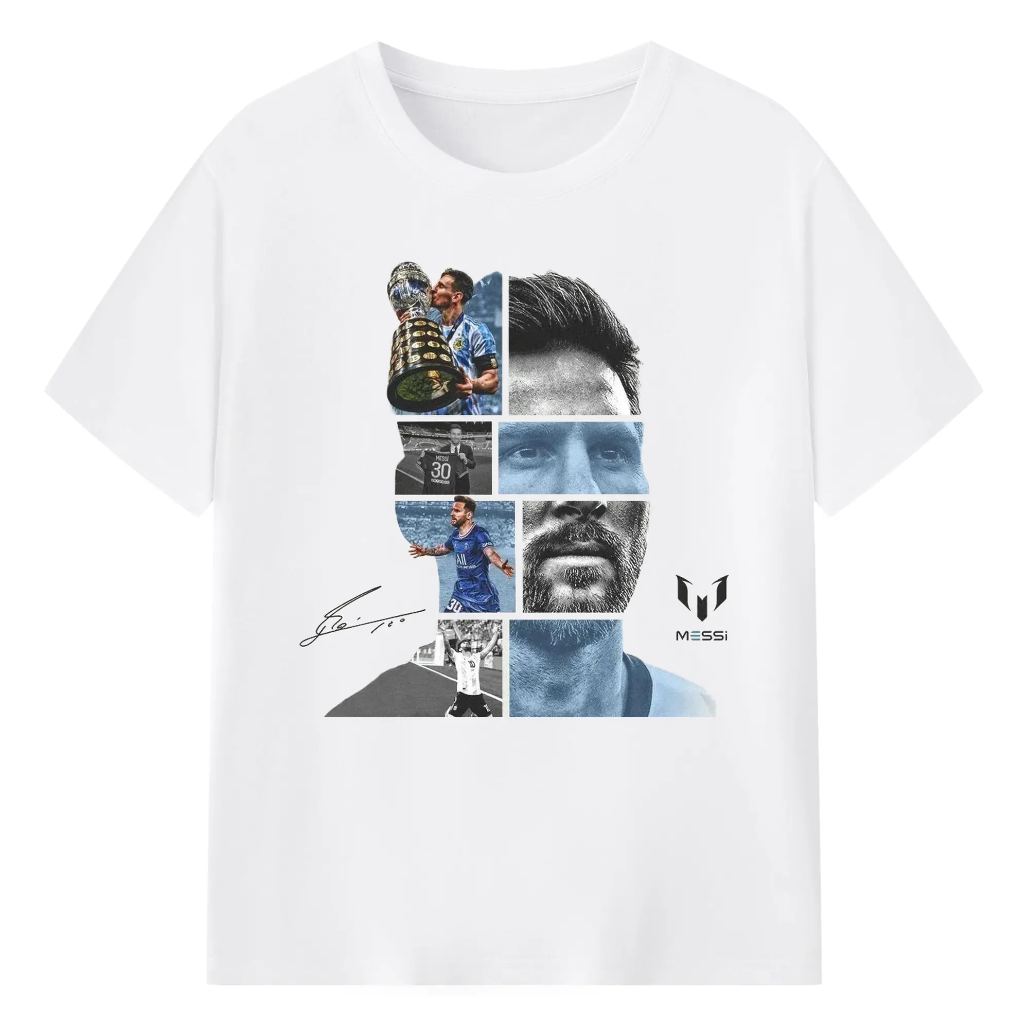 Lionel Messi Soccer Legend Collage DIY Shirt - 180g Cotton T-Shirt With Front Heat Transfer Print – Soft, Lightweight, Fitted Design – Comfortable Casual Wear For Sports & Everyday Use