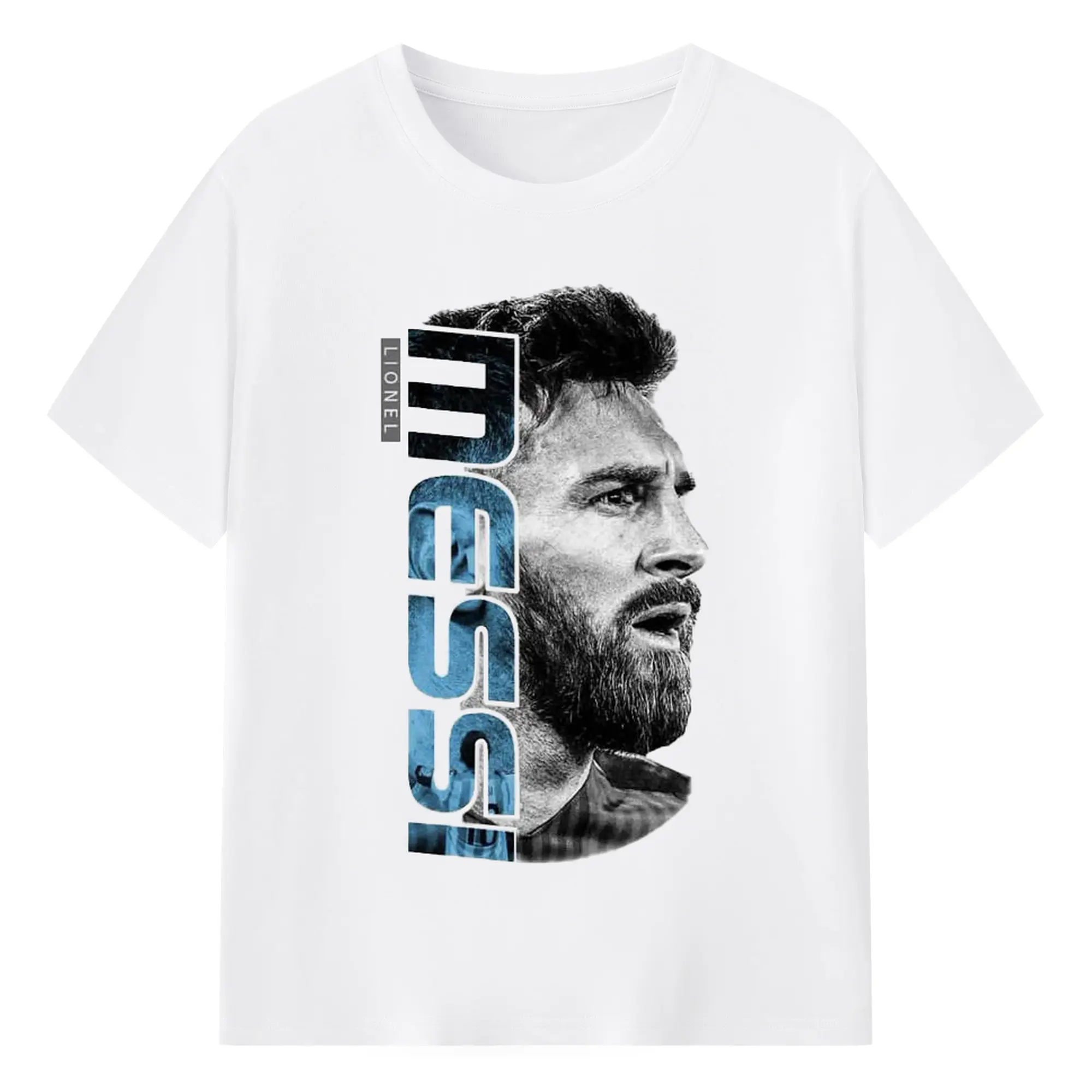 Lionel Messi Artistic Portrait DIY Shirt - 180g Cotton T-Shirt With Front Heat Transfer Print – Soft, Lightweight, Fitted Design – Comfortable Casual Wear For Sports & Everyday Use